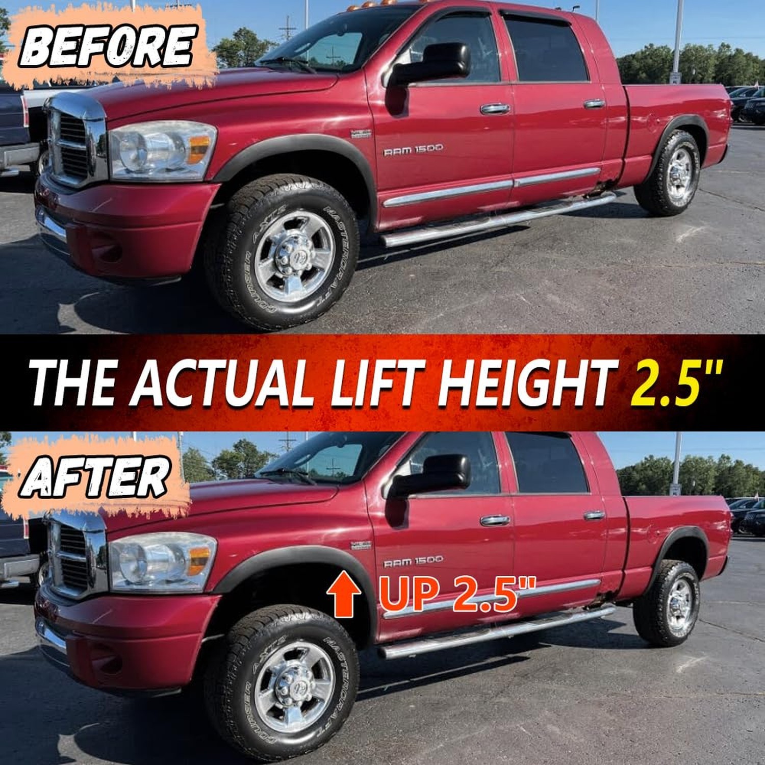 2.5″ Ram 1500 Leveling Lift Kit, 2.5in Front Suspension Lift Kit Forged Strut…