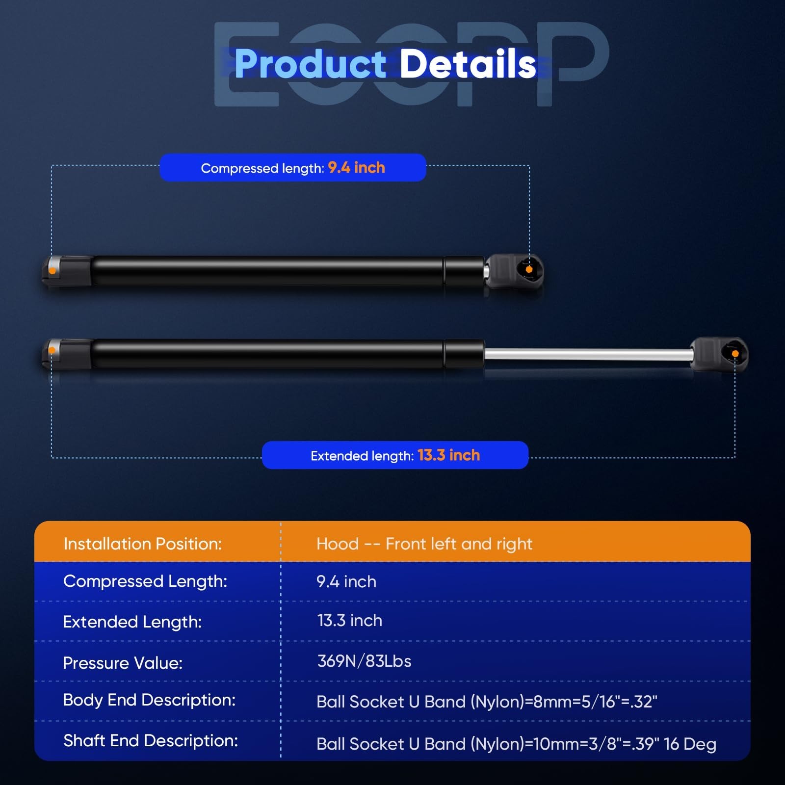 ECCPP 4478 SG404016 Lift Supports Front Hood Struts Gas Springs for Ford Expe…