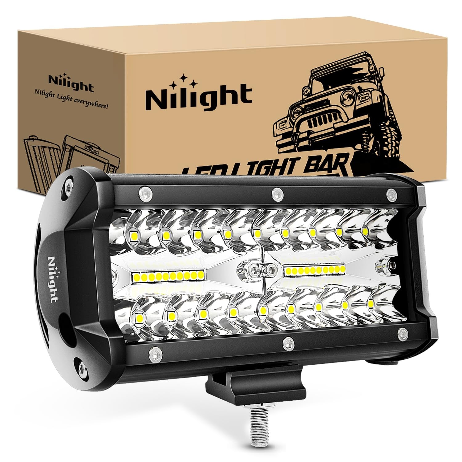 Nilight Led Pods 6.5 Inch 120W Flood Spot Combo Off Road Driving Fog Light Bar W