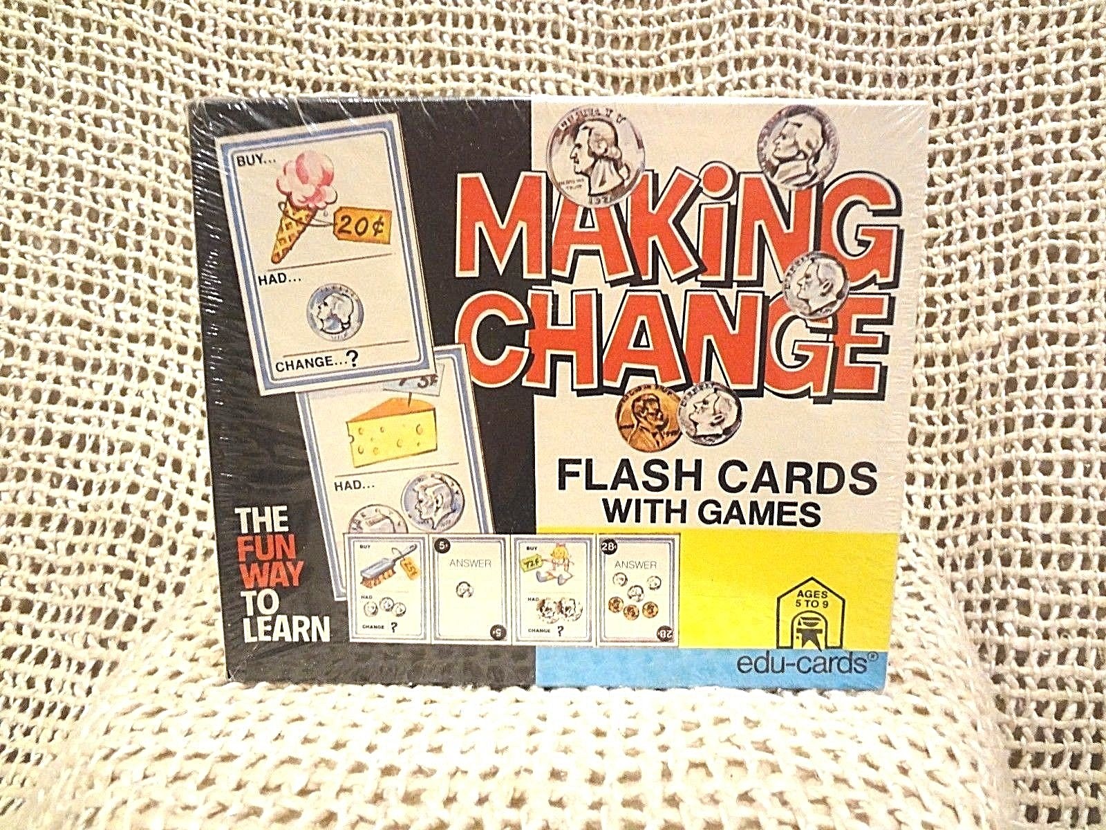 Vtg 1977 Binney & Smith MAKING CHANGE Flash Cards w/ Games ORIG. FACTORY SEALED