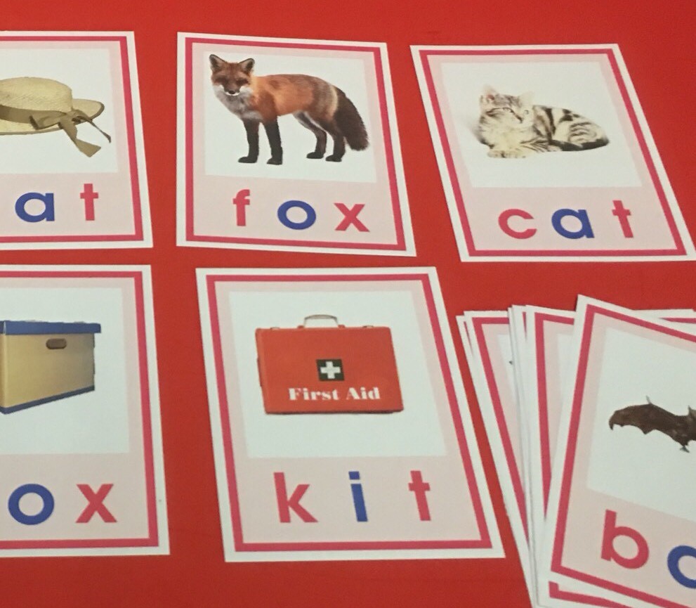 Pink Series Montessori – CVC WORDS & PICTURE CARDS- 52 Laminated Cards