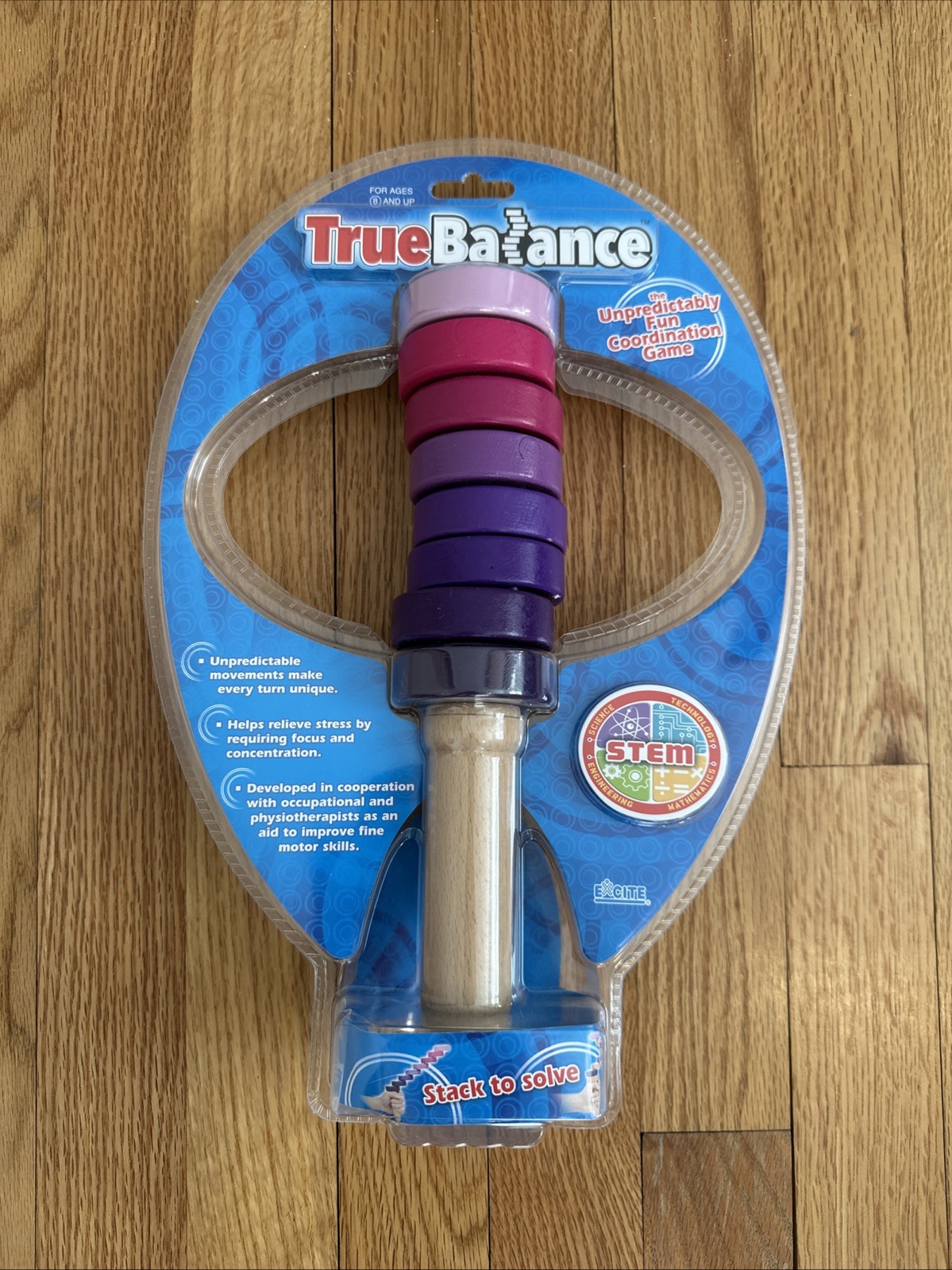 True Balance Purple Pink And Wooden Stem Coordination Motor Skill Game by Excite