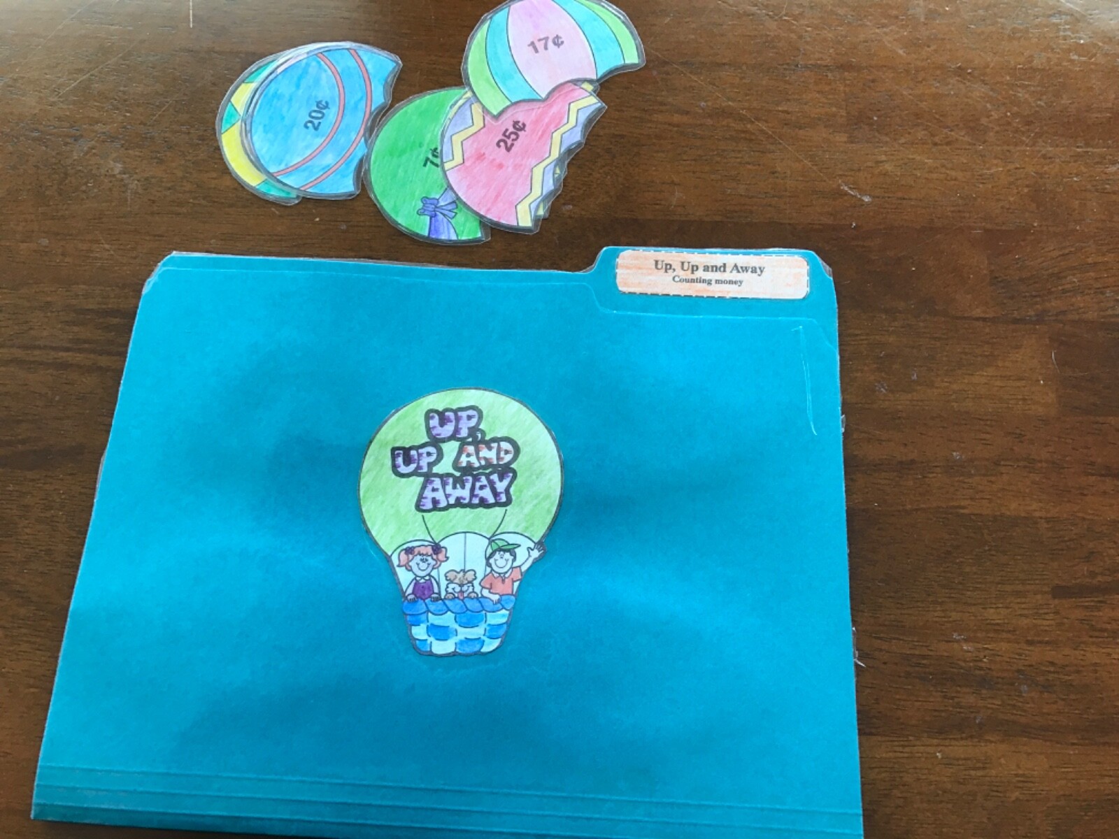Up Up Away! Counting Money 2nd Grade math file folder game teacher