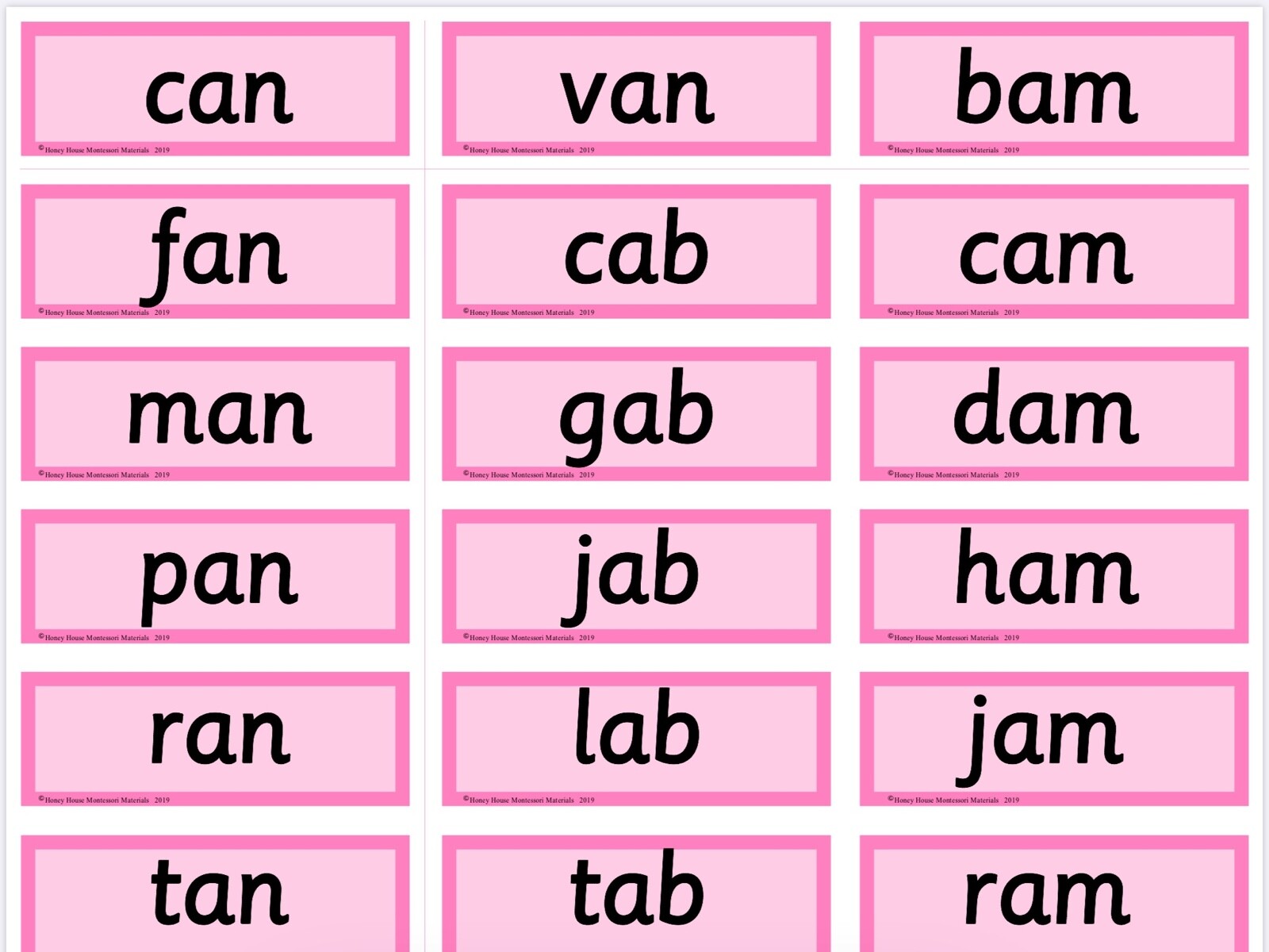 PINK SERIES | Montessori Activity – Word Cards | Educational Material