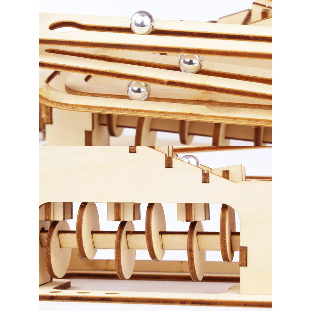 3D Wooden Puzzle Marble Run Roller Coaster Mechanical Model DIY Assembly Kit Toy