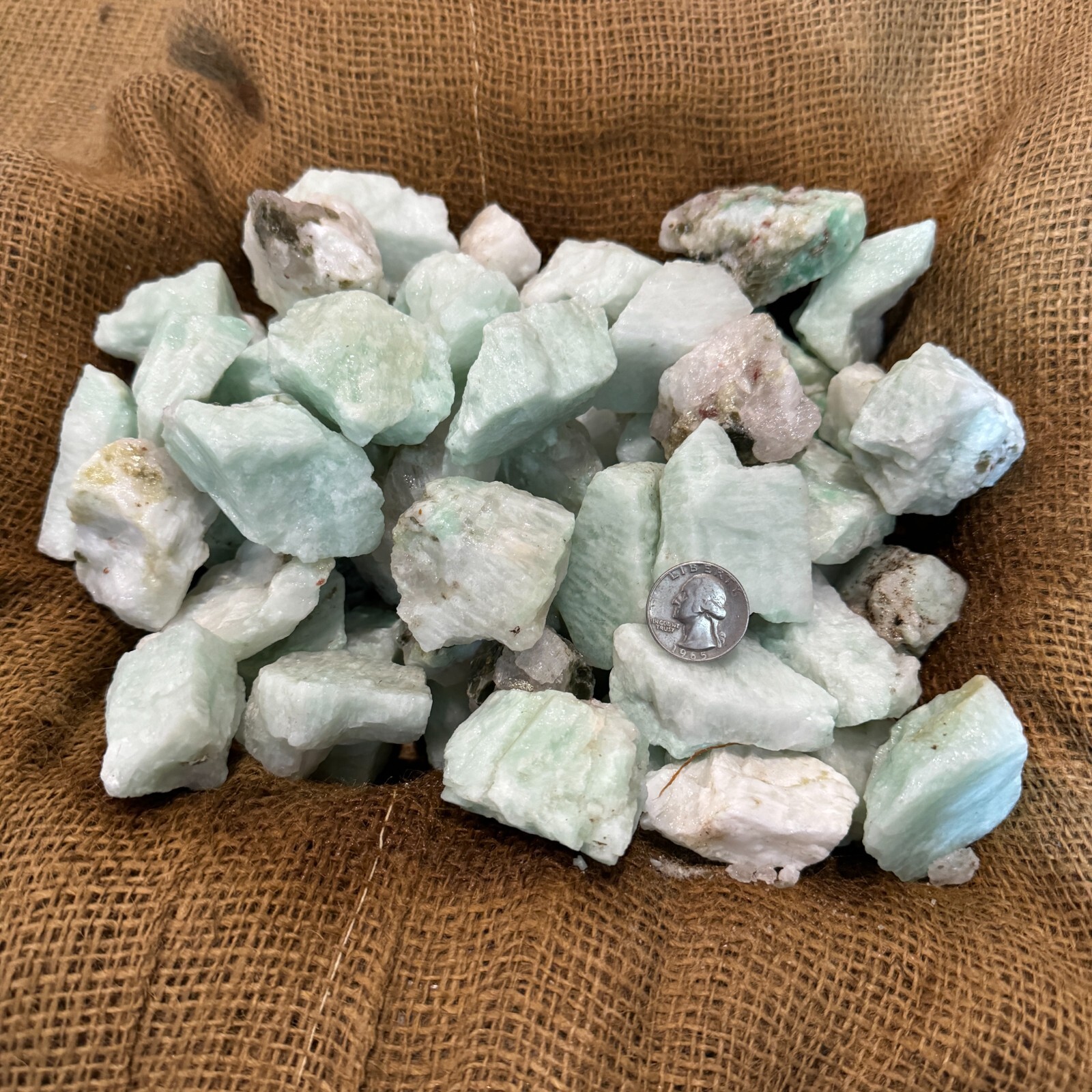 500 Carat Lots of Unsearched Natural Amazonite Rough – Plus a FREE Faceted Gem