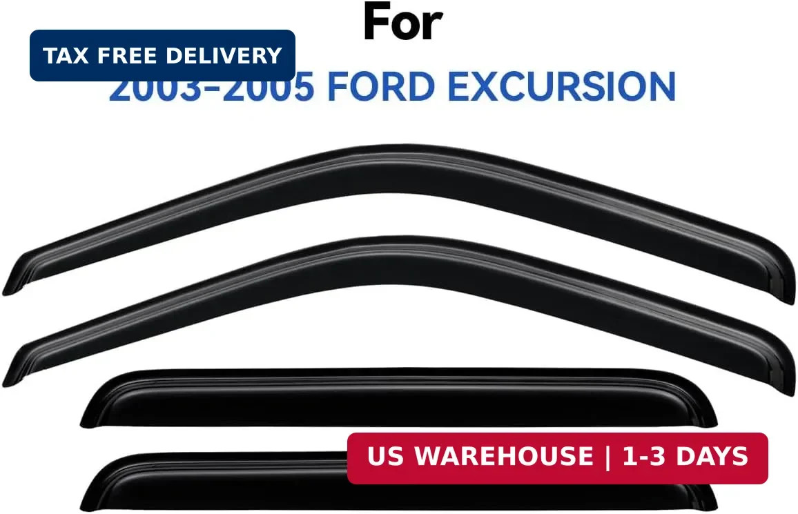 Window Visors Rain Guards for 2000 2001 2002 2003 2004 2005 Ford Excursion, Out-