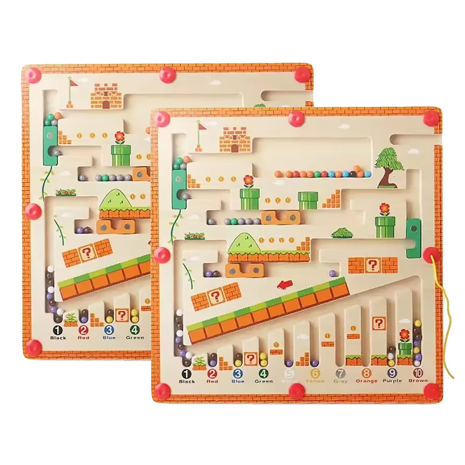 2 Pack Magnetic Color and Number Maze, Montessori Wooden Toddler Magnet Puzzle