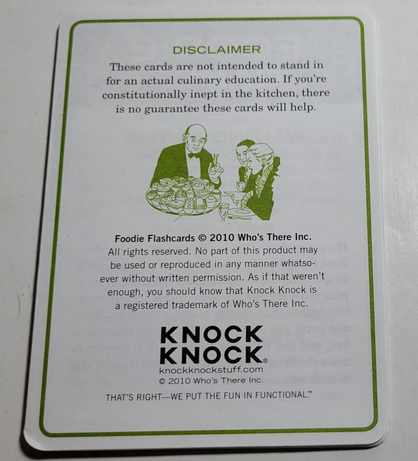 Vtg Rare 2010 FOODIE FLASHCARDS learning games Bona Fine Foodie KNOCK KNOCK