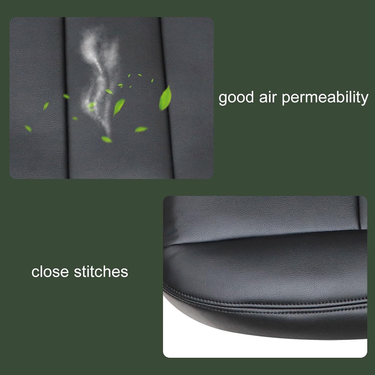 FZJDSD Black Driver Side Bottom & Top Lean Back Microfiber Leather Replacement