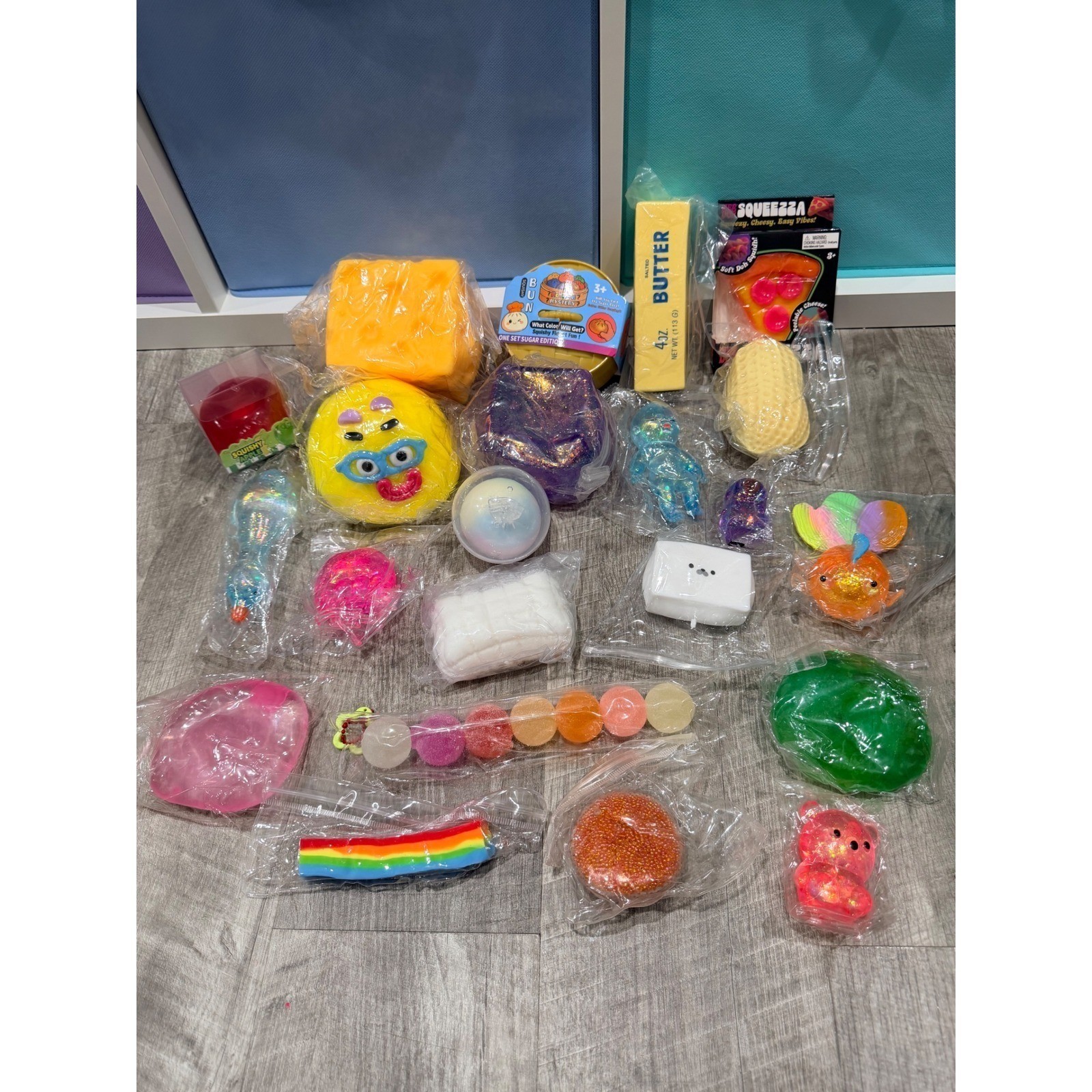 Lot of 22 NEW Squishy Fidget Toys Mochi Bundle Squish Glitter