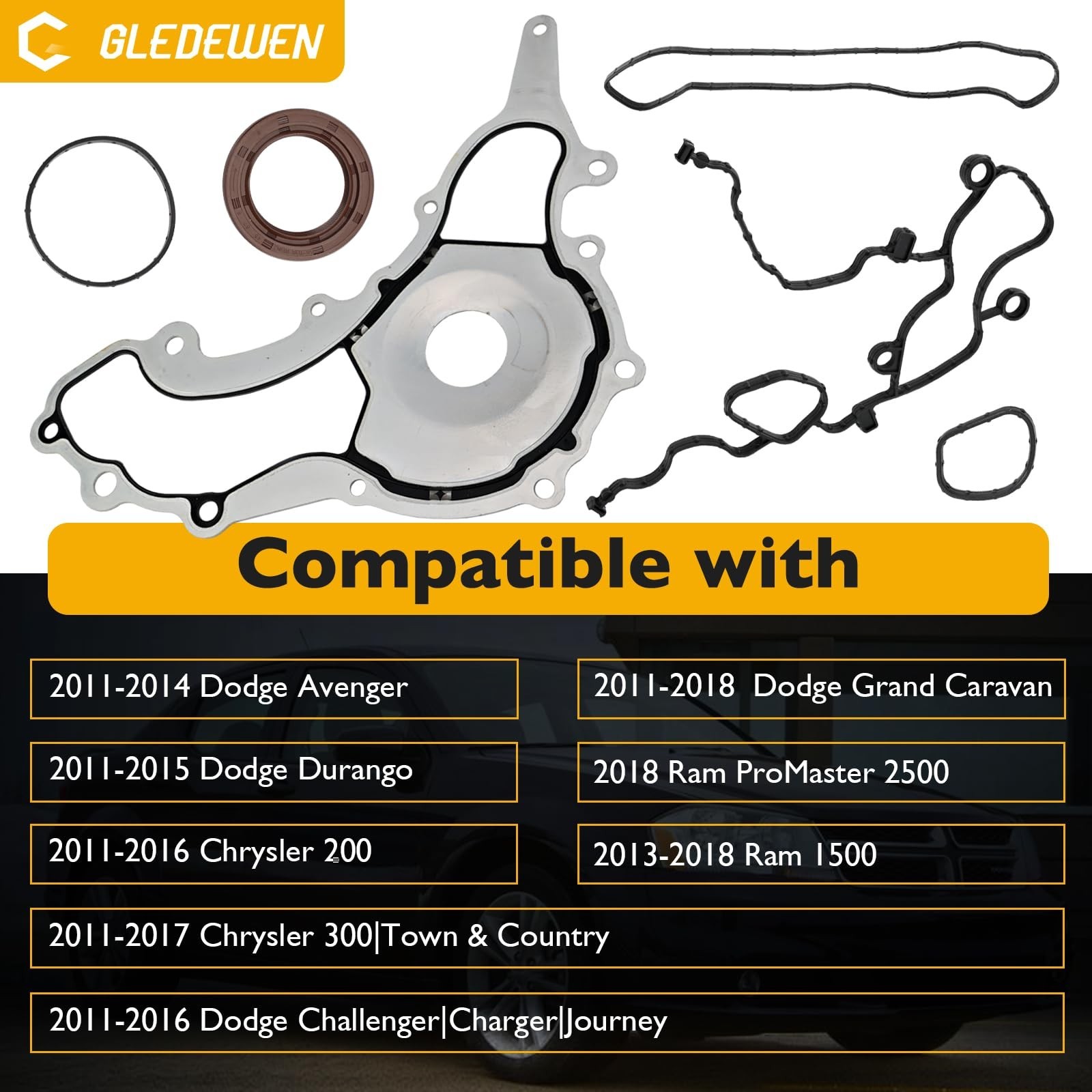 Timing Cover Gasket,Compatible with 2011-2017 Dodge Grand Caravan Jeep Grand …