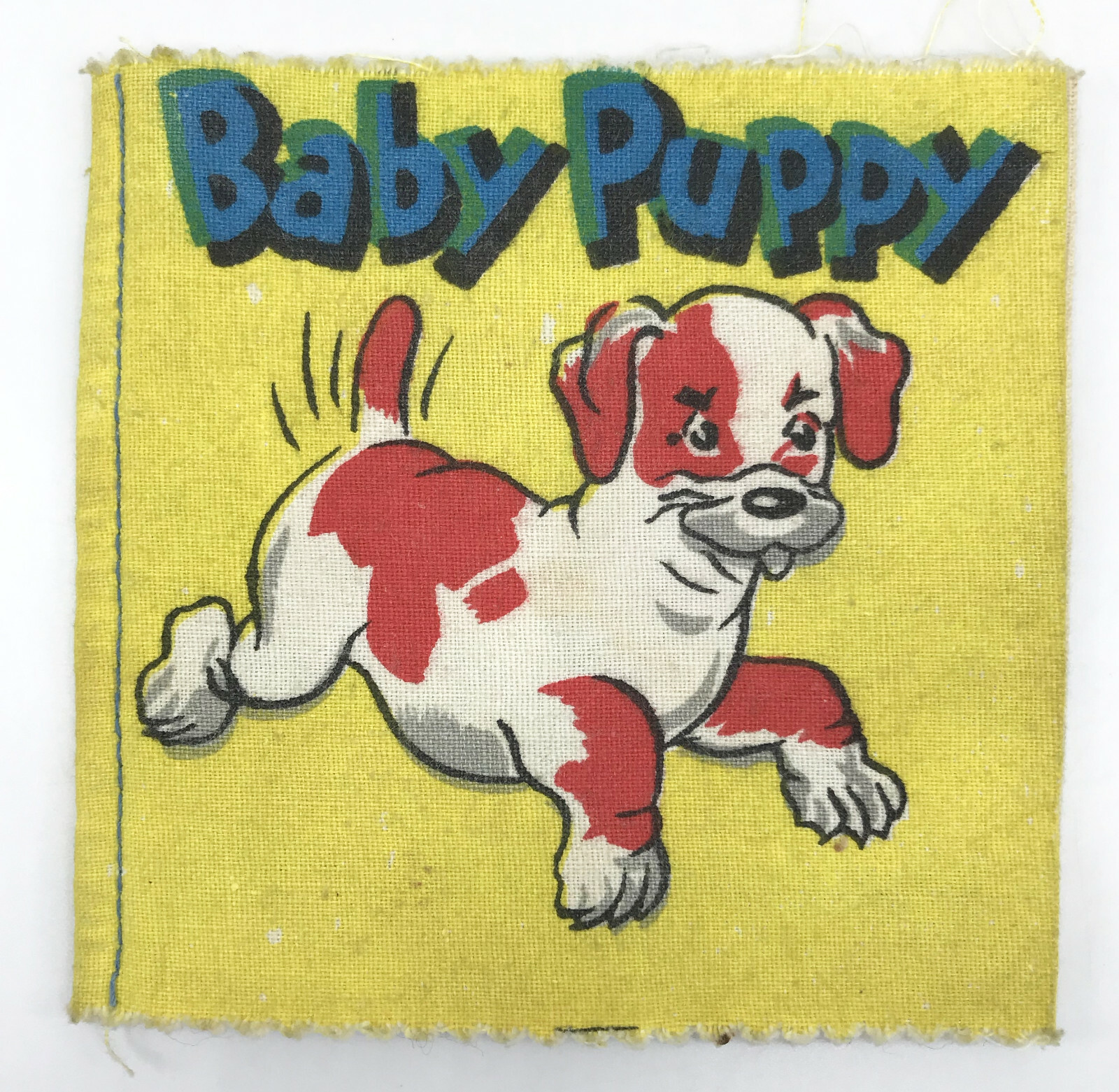 Bancroft UK Cloth Book Baby Puppy 1967 Screened Pictures Infant Toy Vintage 4in
