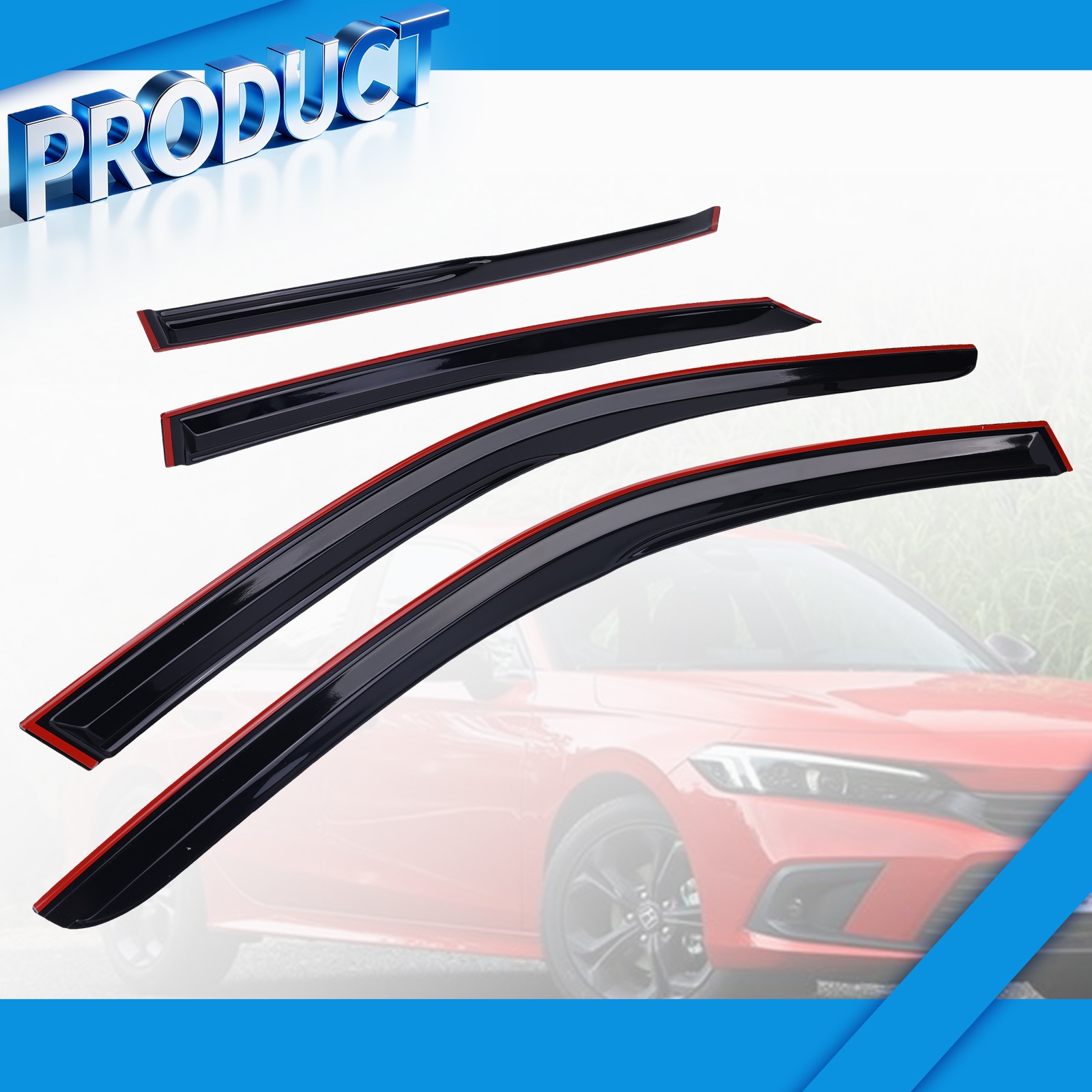 For 2022-2026 Honda Civic Sedan JDM Mugen Style Window Visor RAIN Guard