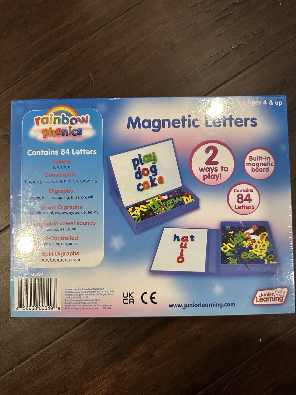 Junior Learning Rainbow Phonics Magnetic Letters, 85 Pieces 2 Ways To Play NEW!