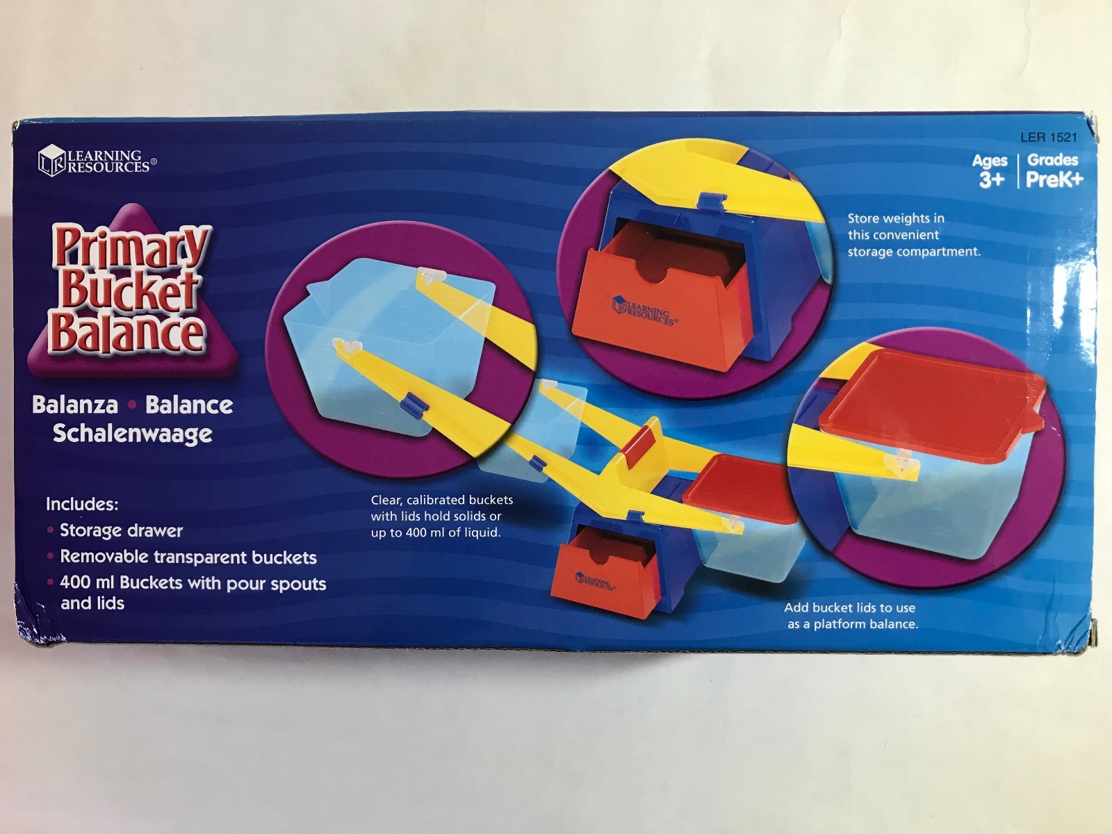 Learning Resources Primary Bucket Balance Measure Solids Liquids Compare Weigts