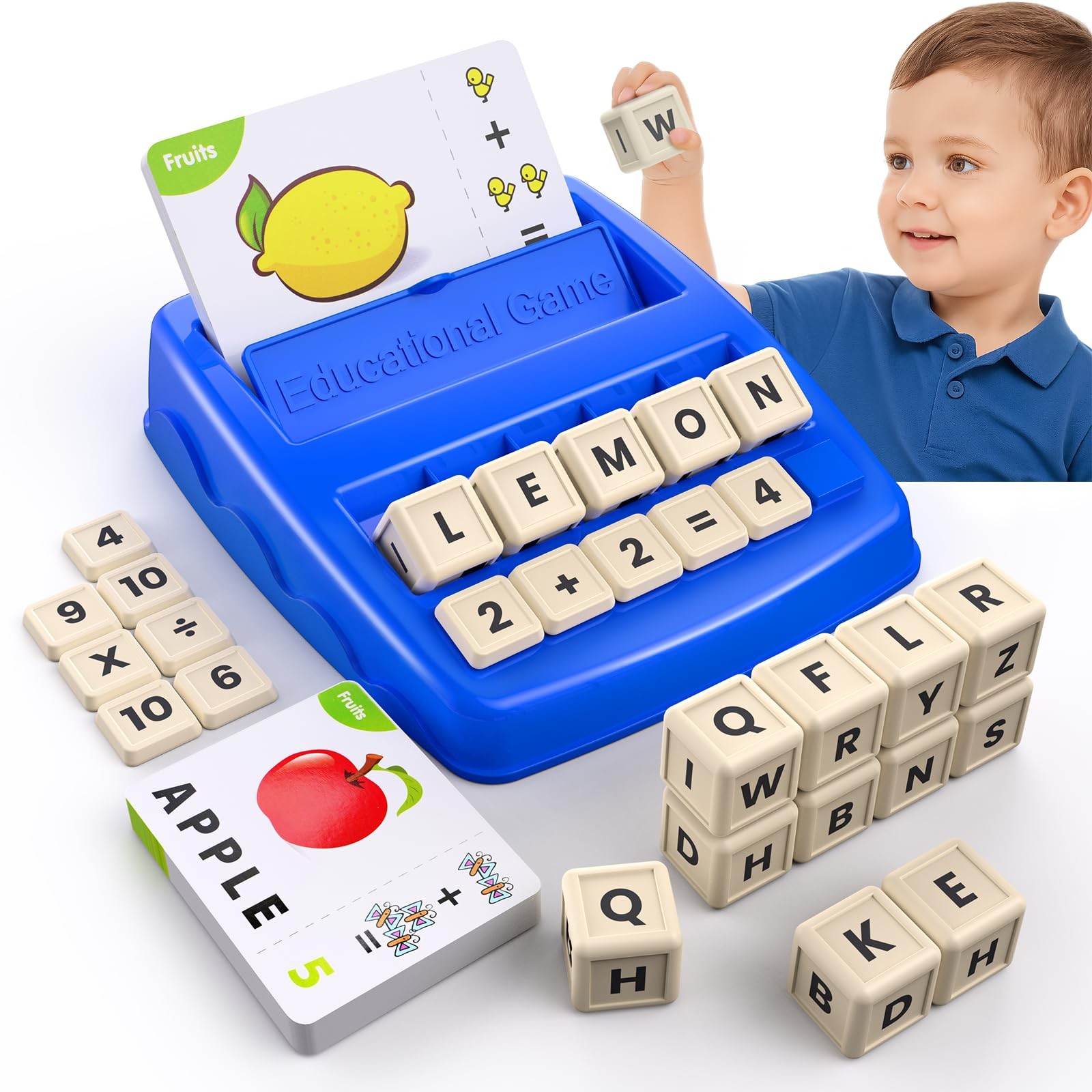 DEGIDEGI Educational Toys for Kids Ages 3-8, Matching Letter Small, Navy Blue