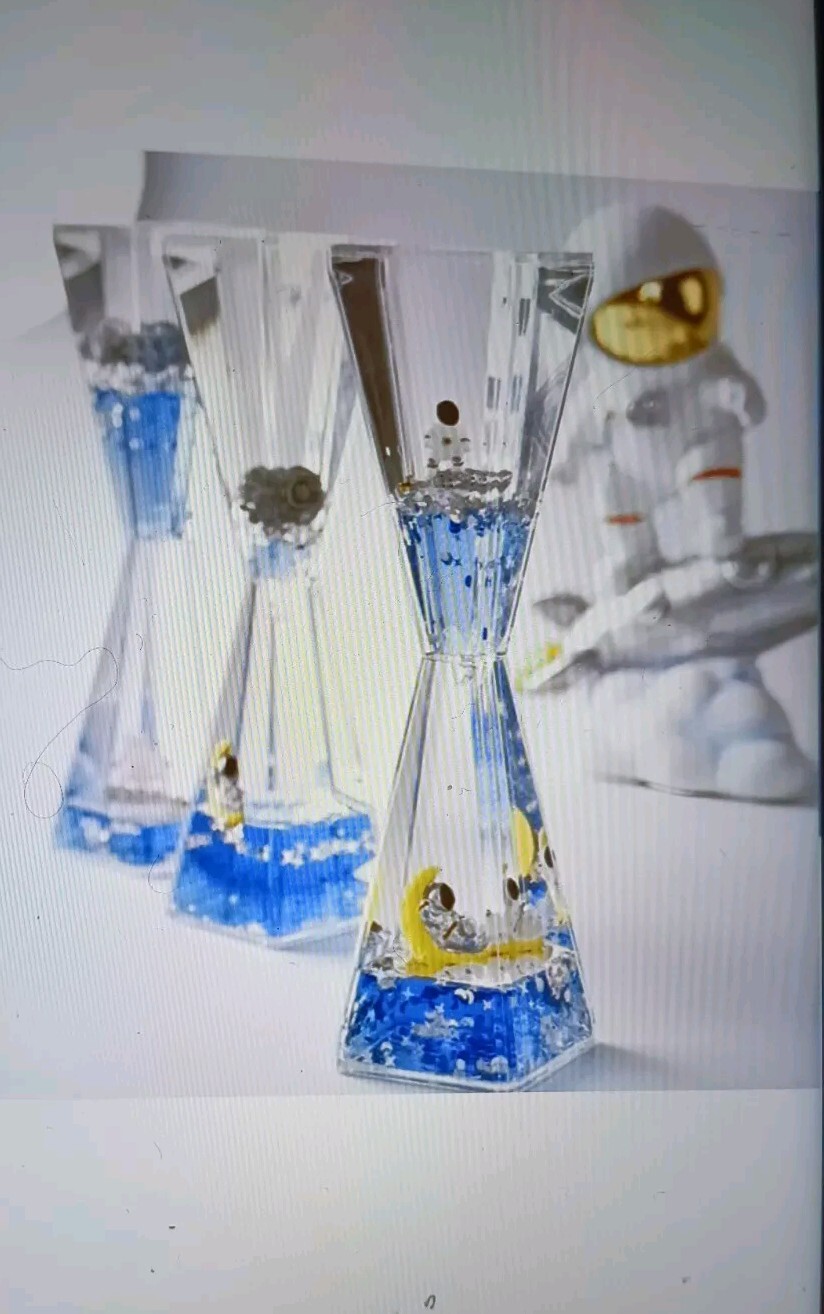Liquid Hourglass Resin Statue Moonman Figurine With Lighted Base