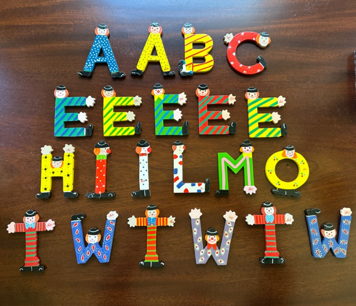 NEW Vintage 1990 Sevi Hand Painted Alphabet Letters Painted Wood