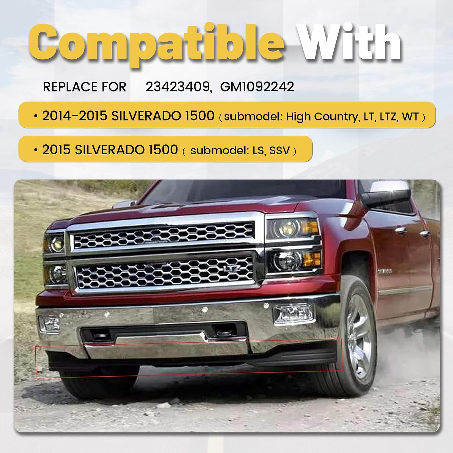 Front Lower Valance Panel Apron Compatible with 2014 2015 Silverado 1500 Air