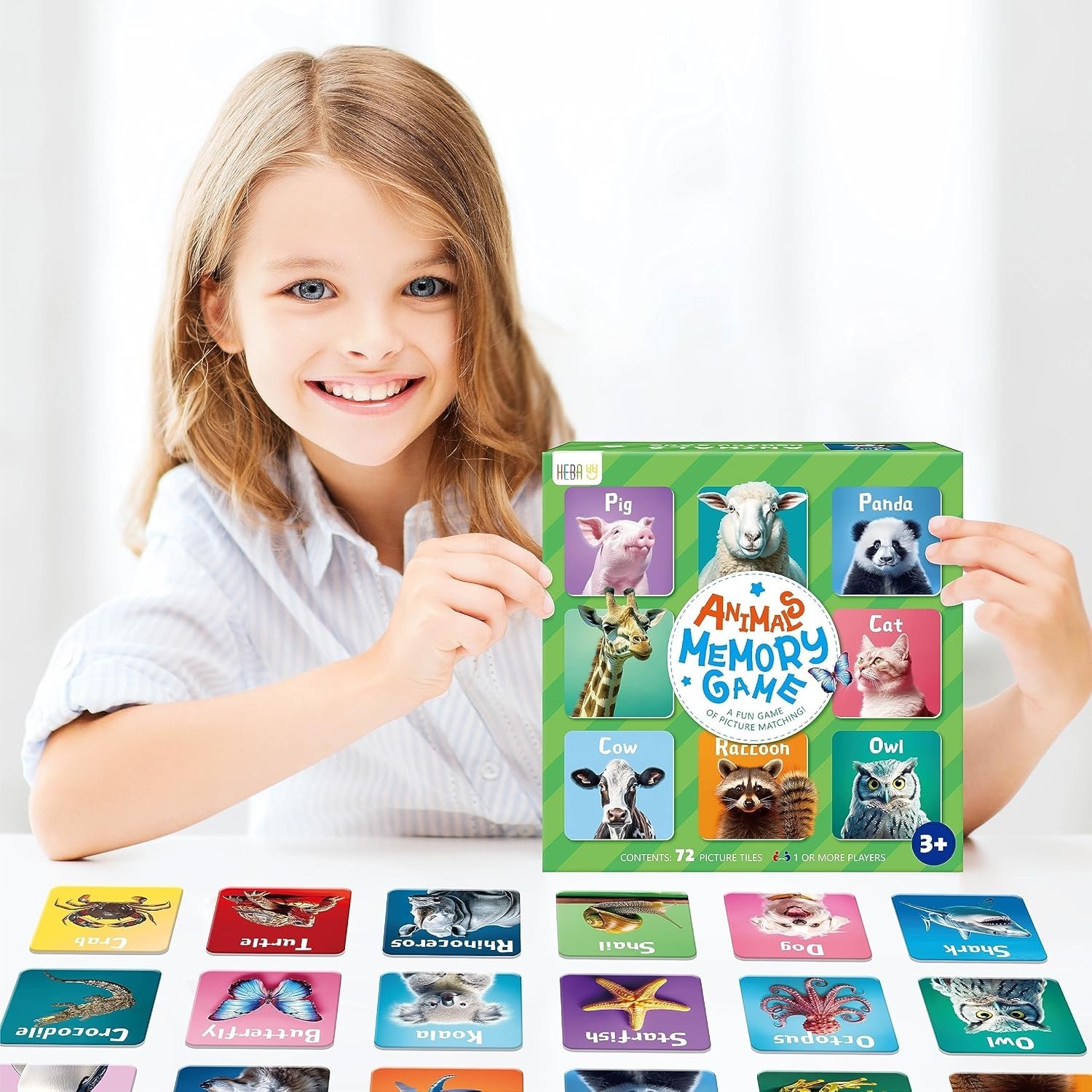 72 PCS Memory Matching Game, Real Animal Matching Cards for Toddlers 36 Pairs…