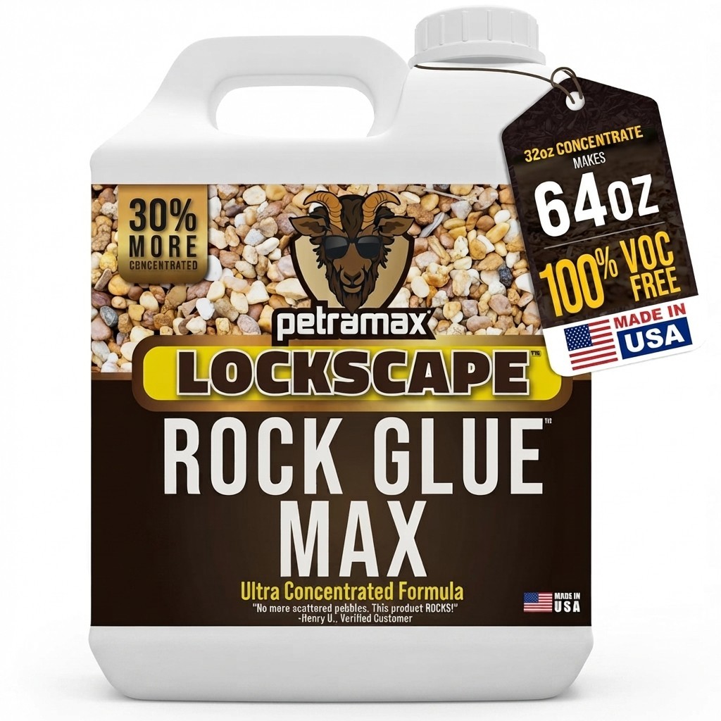 Max Rock Glue 32oz Landscape Adhesive – Pet Safe Gravel & Mulch Glue