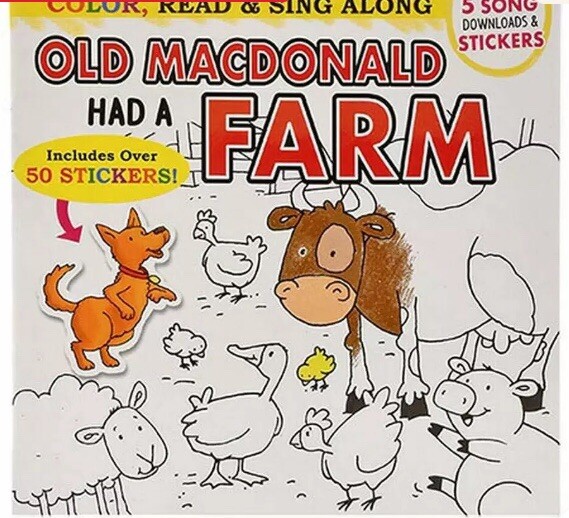 4 Nursery Rhyme Coloring Read and Sing Along Books with Stickers