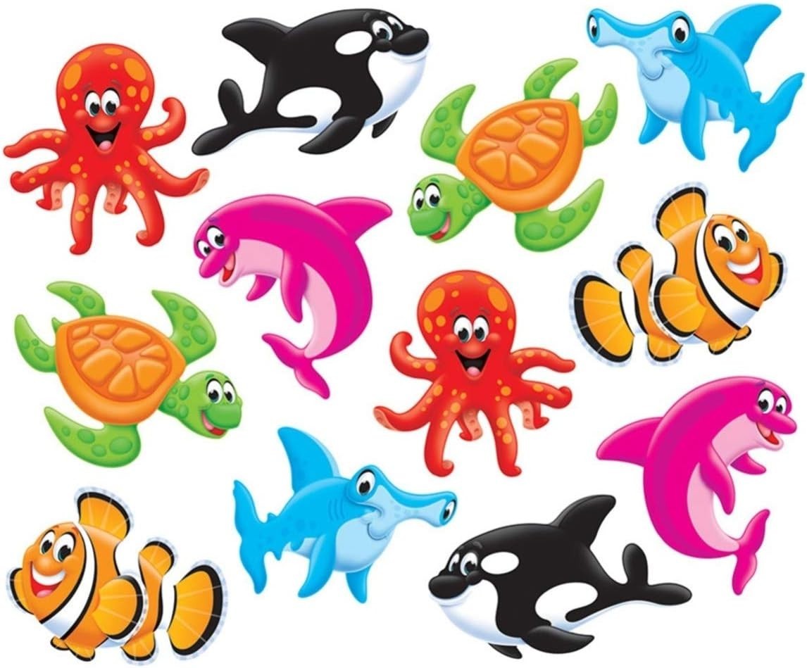 36 Pieces Ocean Animals Assorted Paper Cutouts Decorative Under The Sea Die Cuts