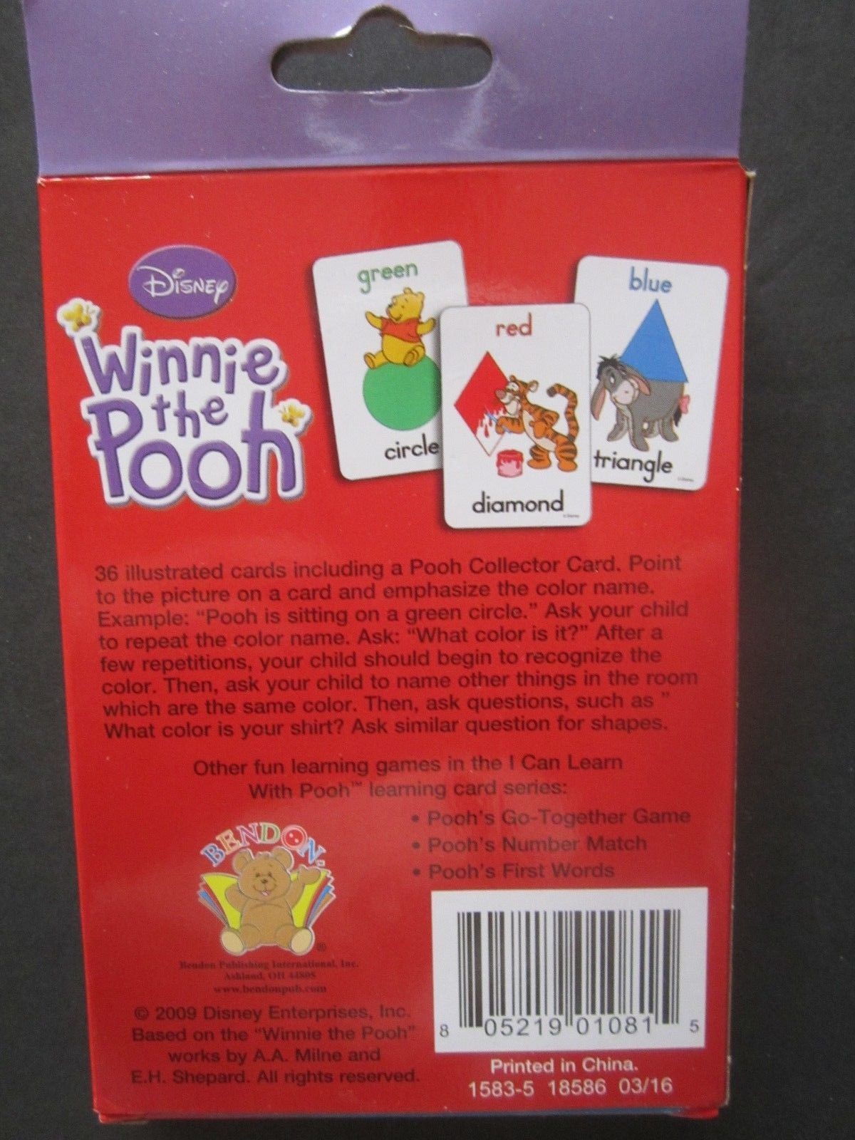 Set Of 2 Disney Pooh’s Flash Cards 3″ x 5″, “First Words” And “Colors & Shapes”