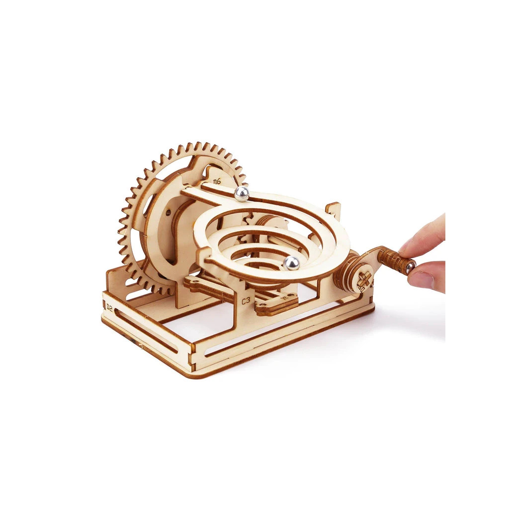 3D Wooden Puzzle Marble Run Roller Coaster Mechanical Model DIY Assembly Kit Toy