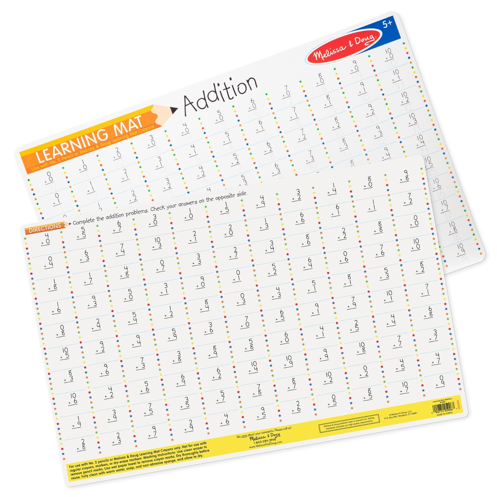 NEW! MELISSA & DOUG LEARNING MAT: ADDITION, DOUBLE SIDED PLACEMAT – MATH HELP