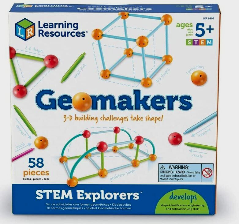 Learning Resources Stem Explorers Geomakers 58 Pcs Kids 5+ Toy 3D Building 9293