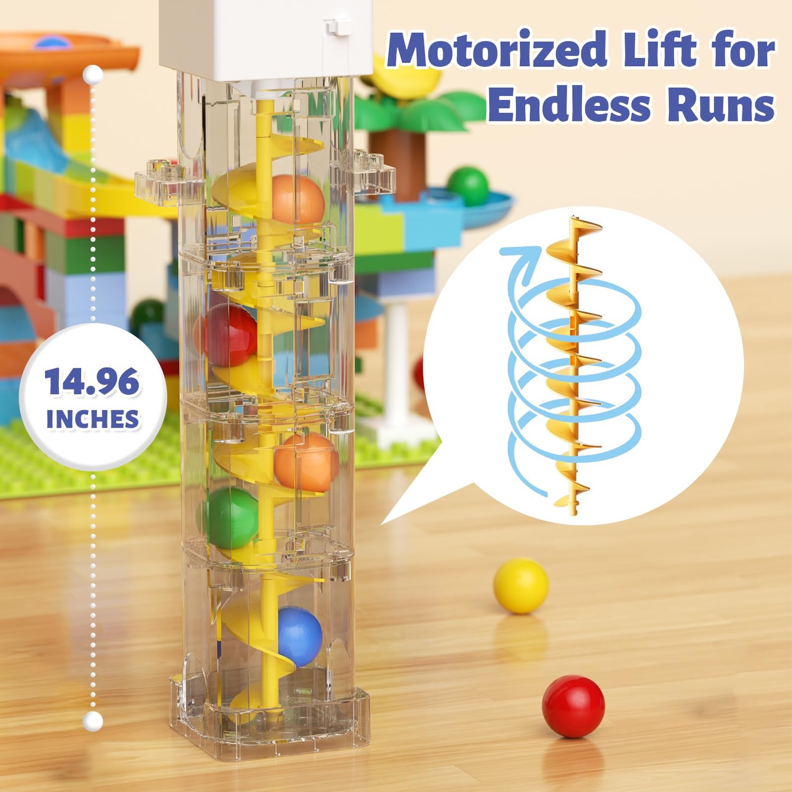 Marble Run Toy Motorized Elevator Maze Kit 25.4 cm x 32 x 38