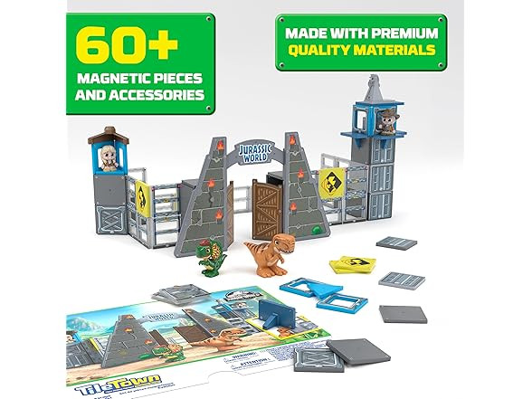 Tile Town Jurassic World Gate Escape Magnetic Tiles Set, 84 Piece STEM