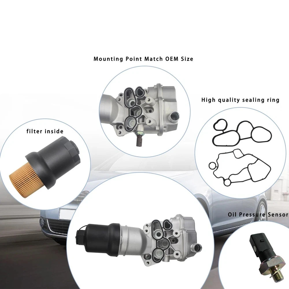 Aluminium Oil Filter Housing Compatible with Audi A3 A4 Quattro TT TTS 2.0T 2…