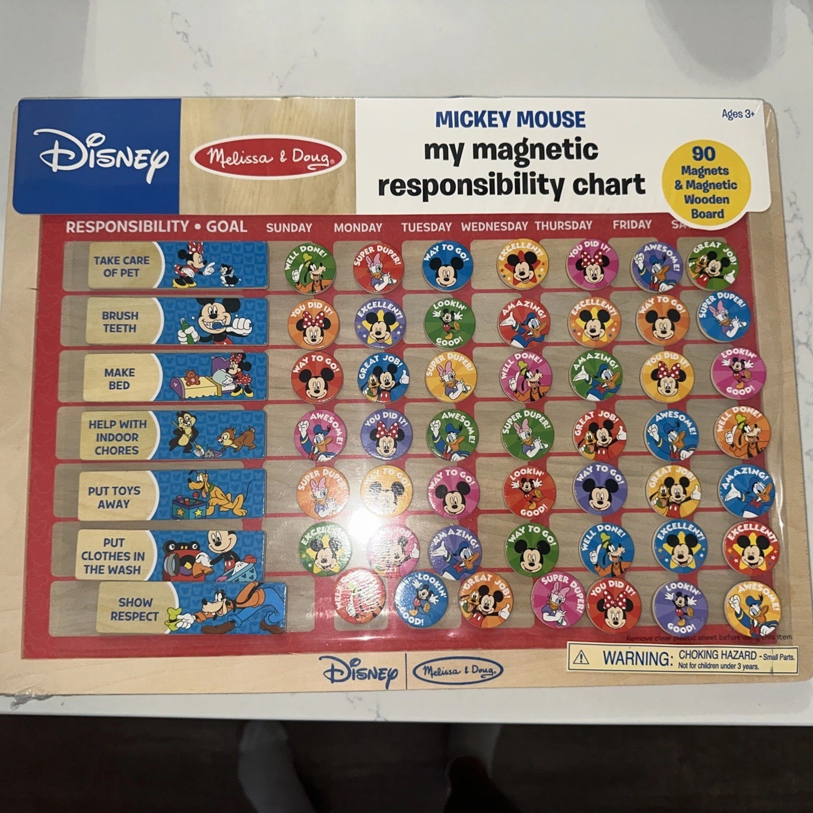 NEW Disney Mickey Mouse Magnetic Responsibility Chart Melissa & Doug 90 Magnets
