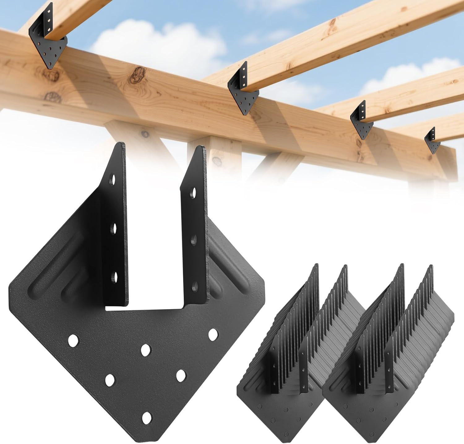 14-Gauge(2Mm) Heavy Duty Hurricane Ties,30Pcs Black Joist Hangers,Hurricane Stra