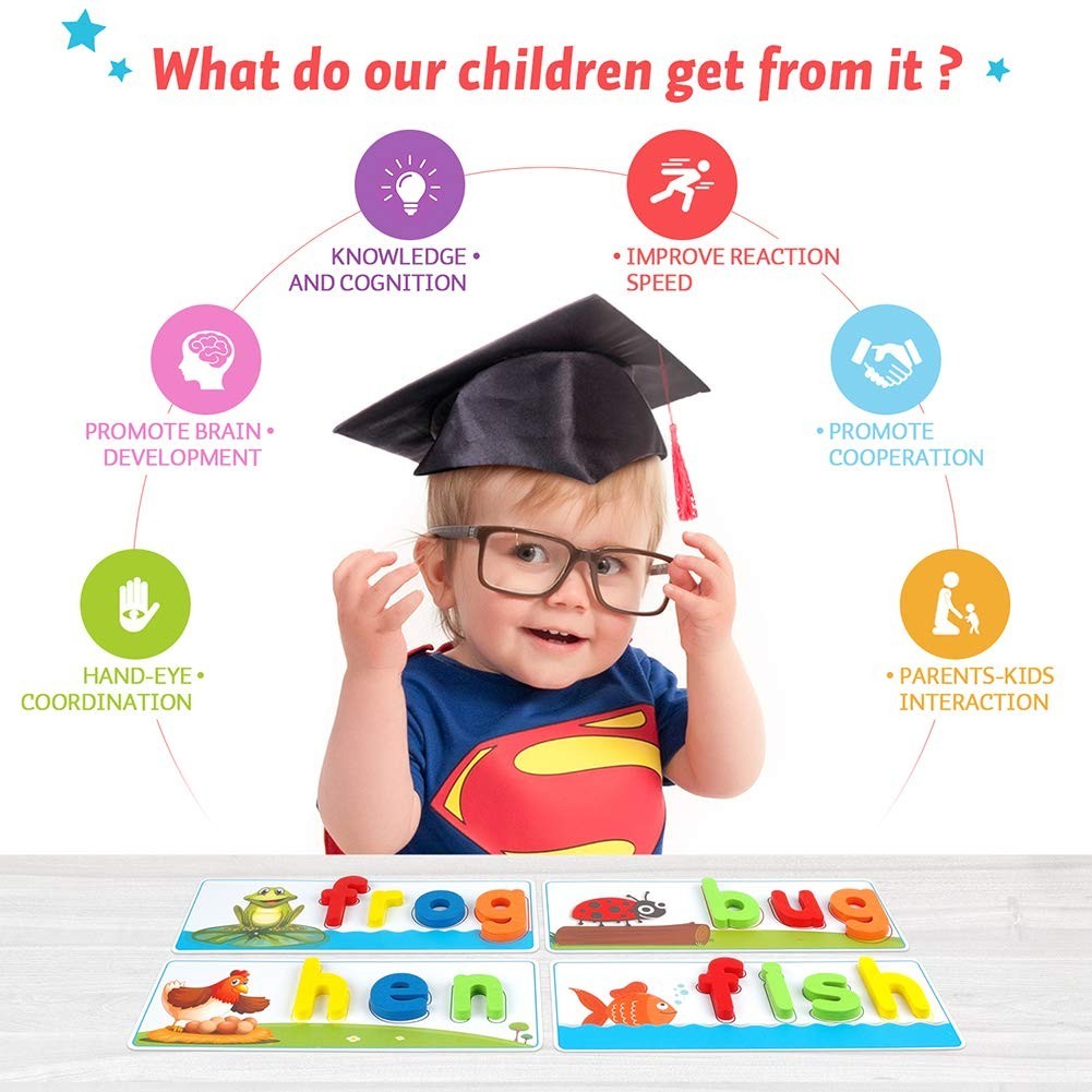 Educational Learning Toys for Kids 3-6 – See & Spell CVC Word Builders, Alphabet