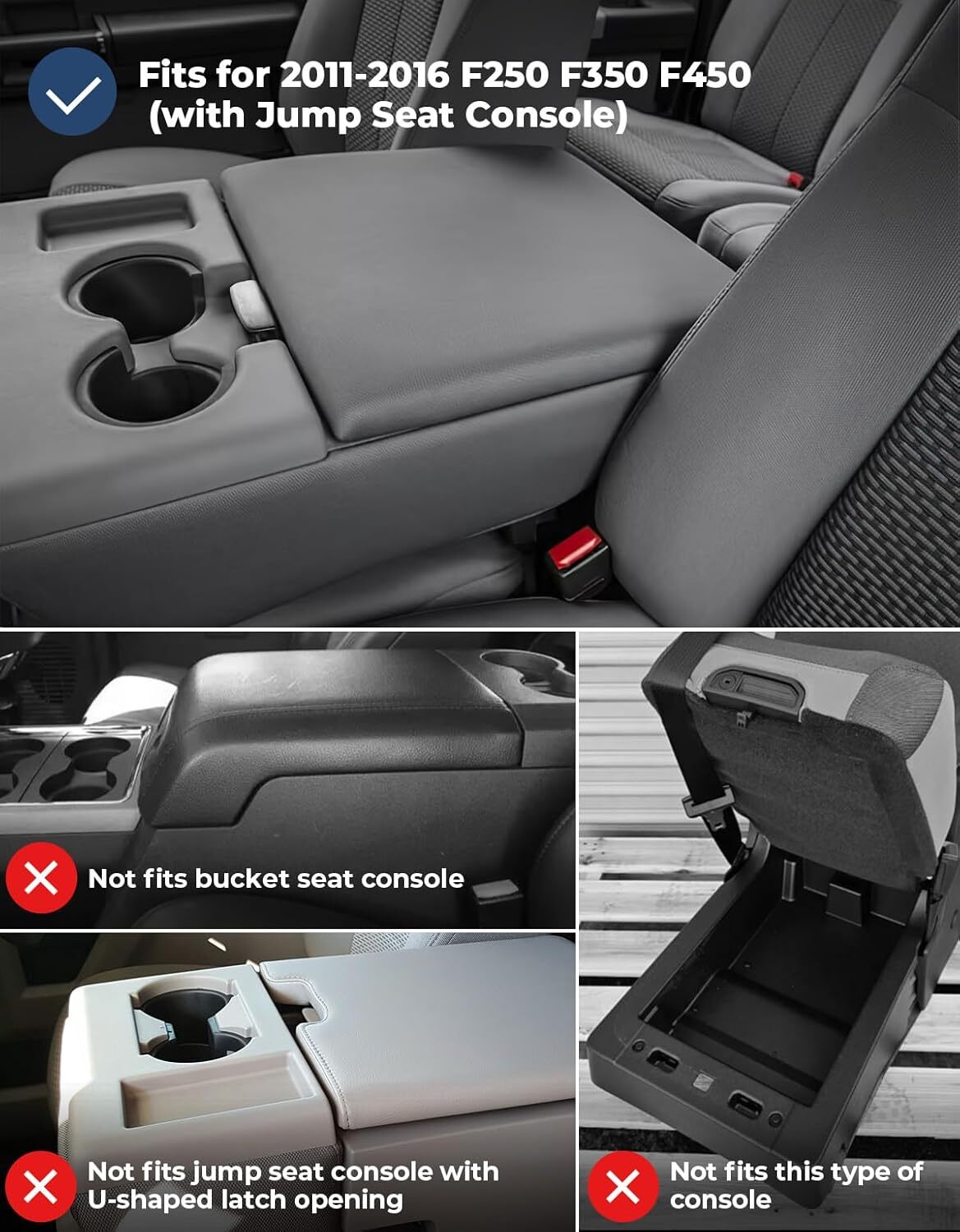 ISSYAUTO Center Console Cover Compatible with 2011-2016 Ford F250 F350 F450