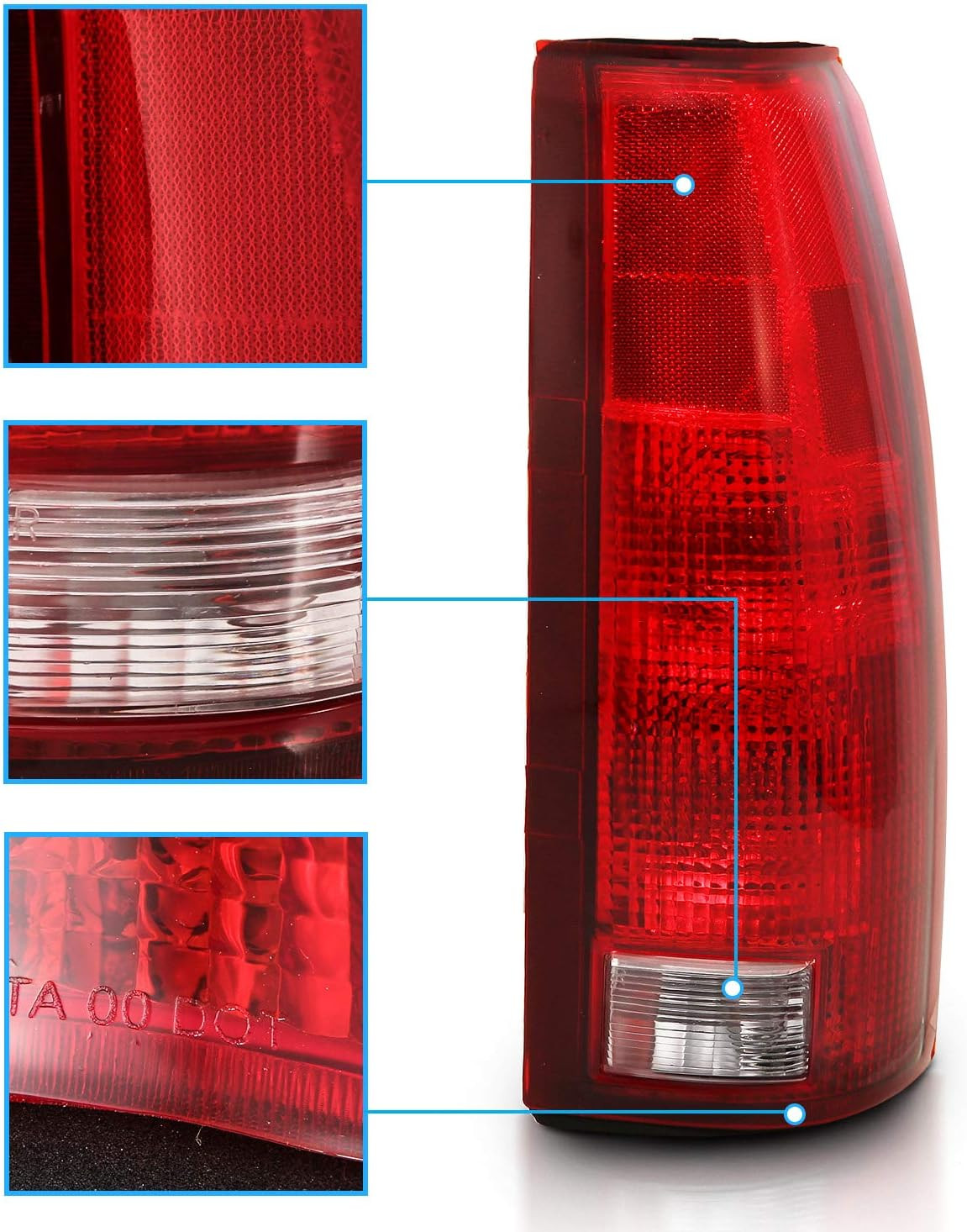 for 1988-2000 Chevy GMC C/K Silverado Sierra Truck Tahoe Suburban OE Red Haloge