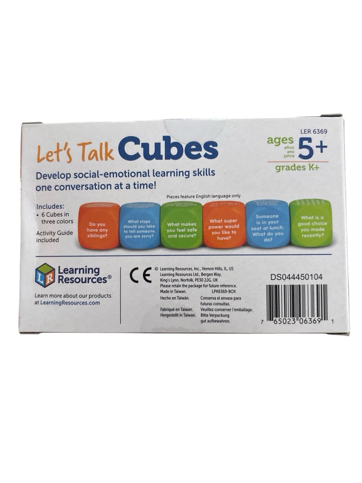 Let’s Talk Cubes – Learning Resources – 6 Cubes Ages 5+ SEL & Autism Therapy NEW
