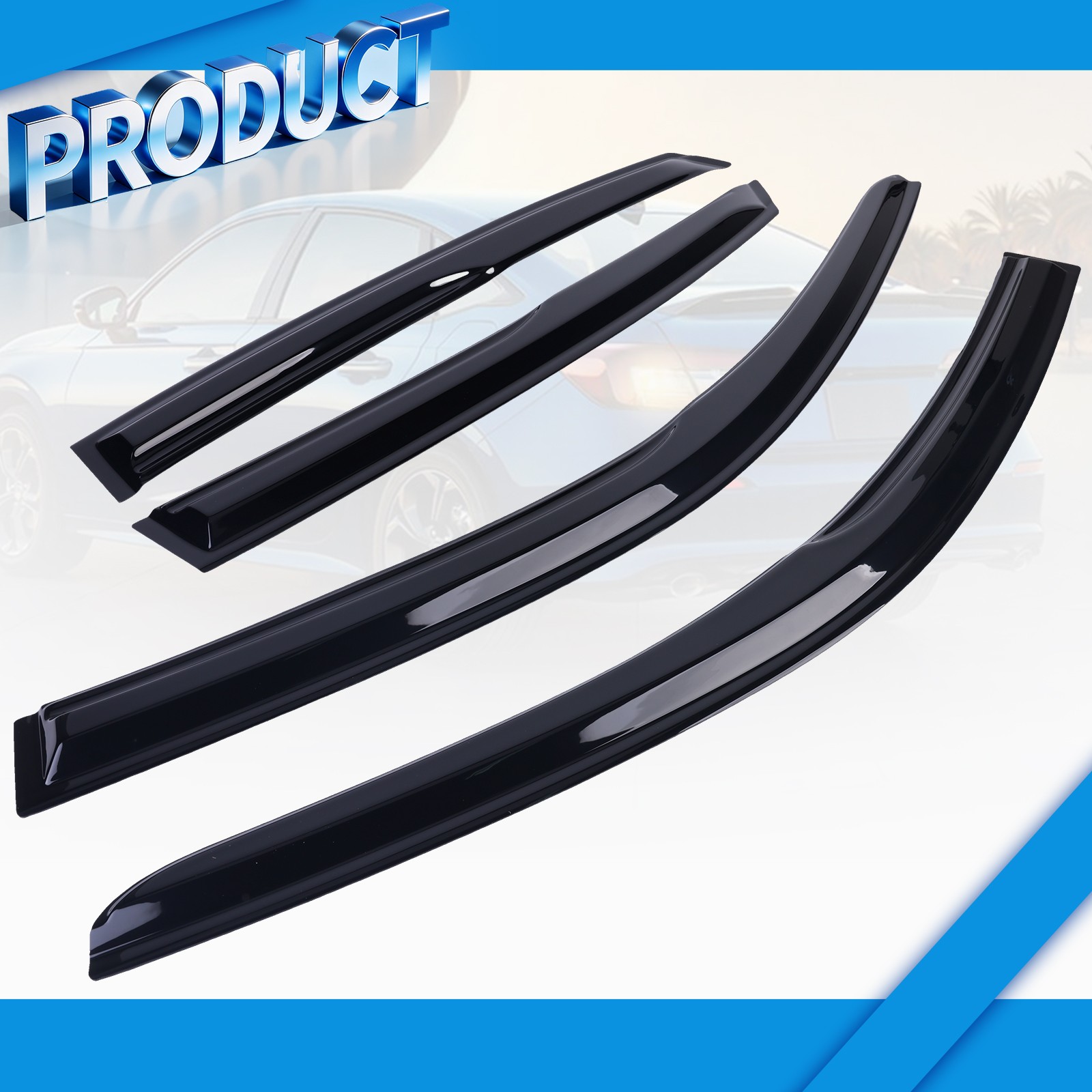 Mugen Style Window Visor For 22-25 Honda Civic Sedan Rain Guard Vent Deflector