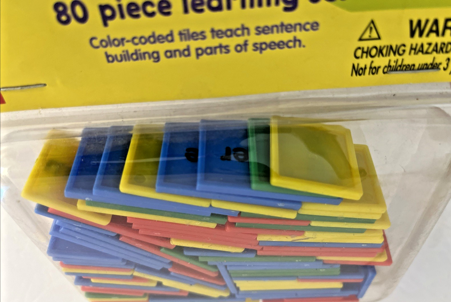 Word Tiles 80-Piece Learning Sentences and Parts of Speech Multi Colors NEW