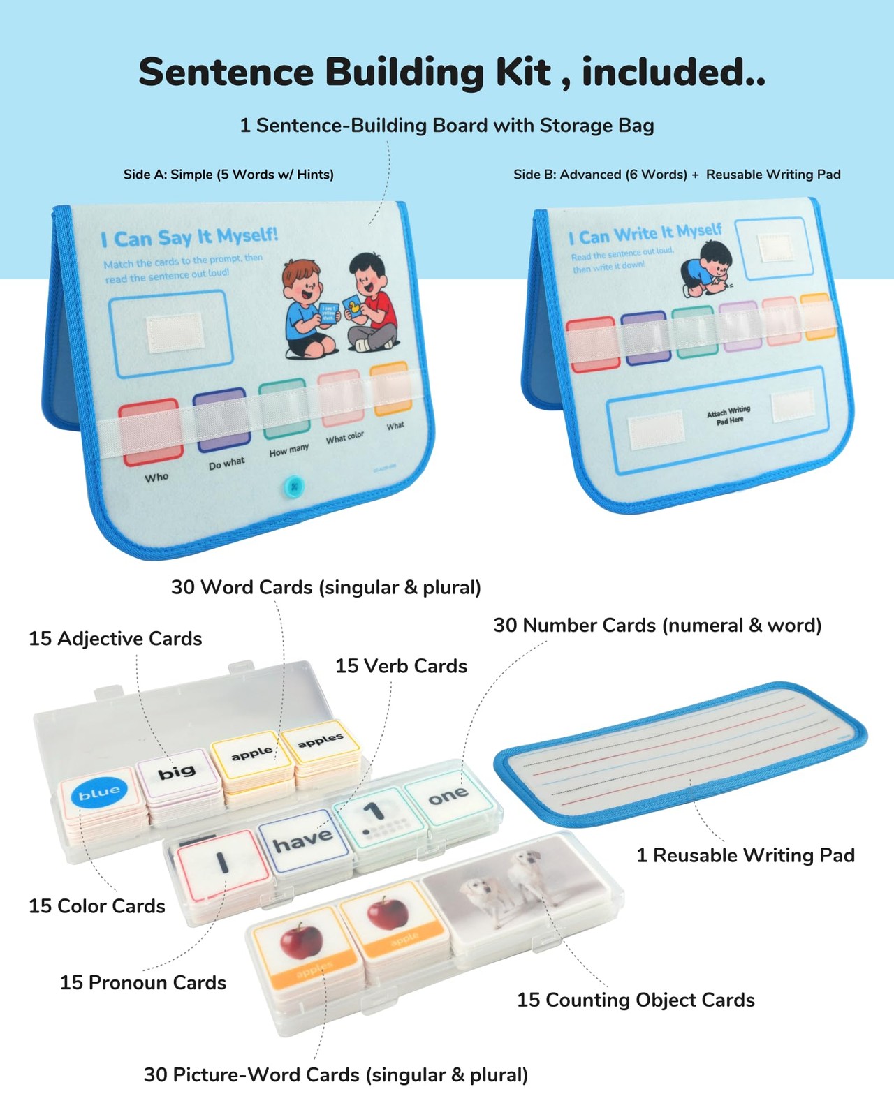 165 PCS Sentence Building for , Speech Therapy Materials with Writing Board, …