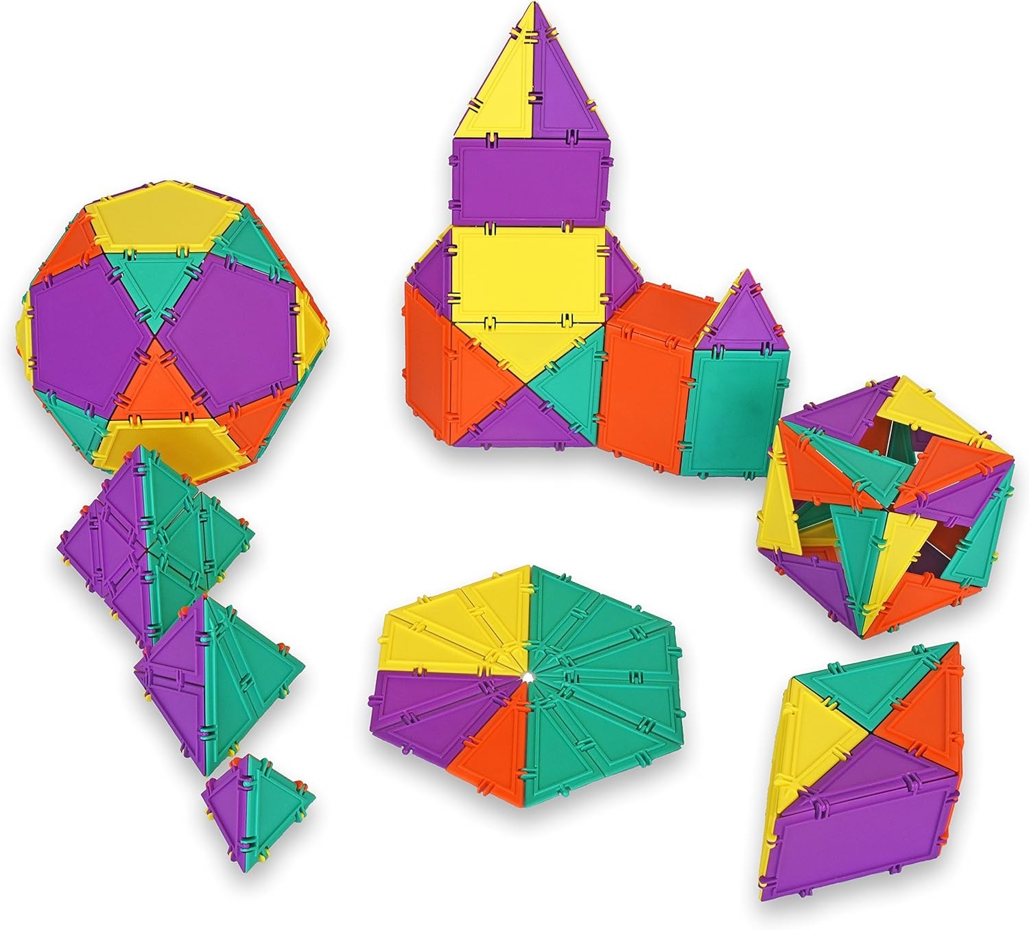 Geometiles 3D Building Set for Learning Math 96 Pieces Snap Together