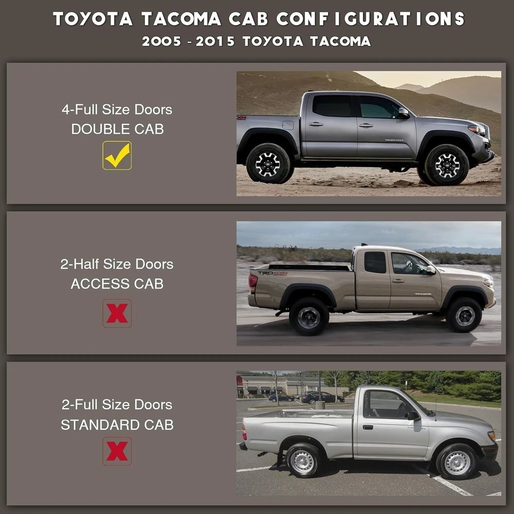 KARPAL Floor Mats Fit 2005-2015 Toyota Tacoma Double Cab (Footwell Coverage),