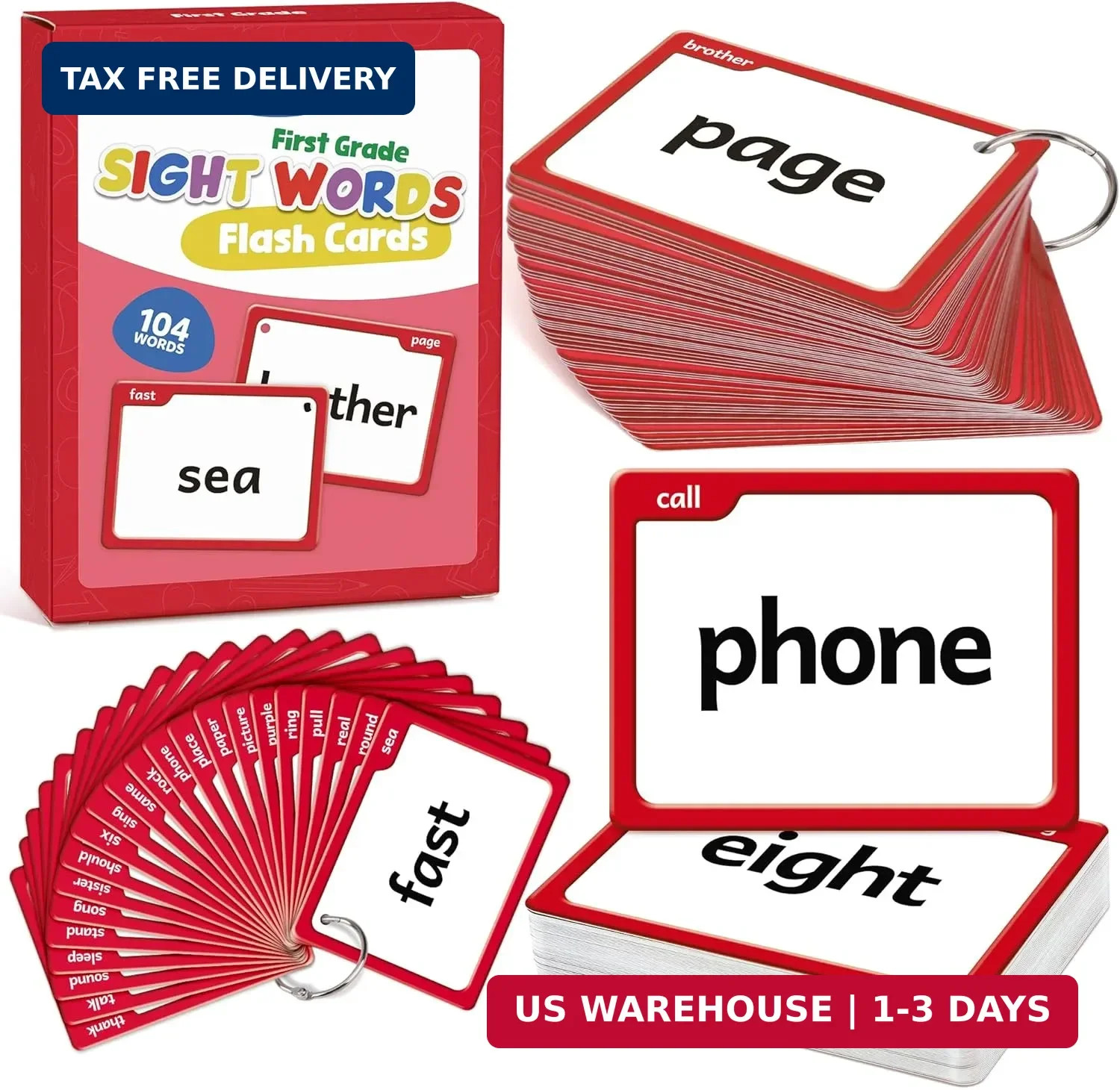Torlam Sight Words Flash Cards for Kids 1st Grade,Learn to Read Digraphs CVC Ble