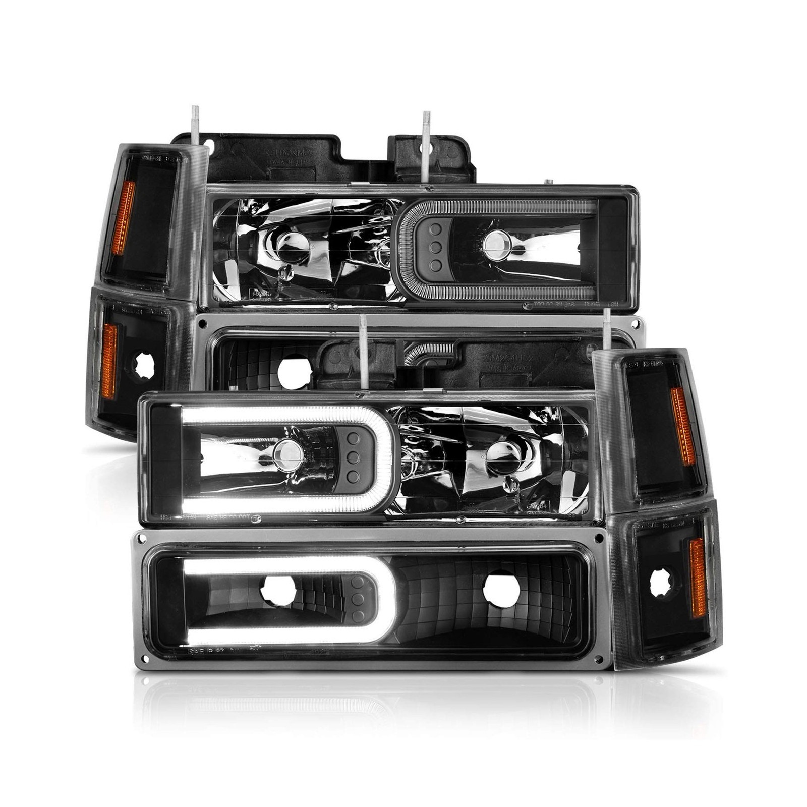 AmeriLite For 1988-1998 Chevy Pickup Truck C/K Suburban Tahoe LED Tube Black …
