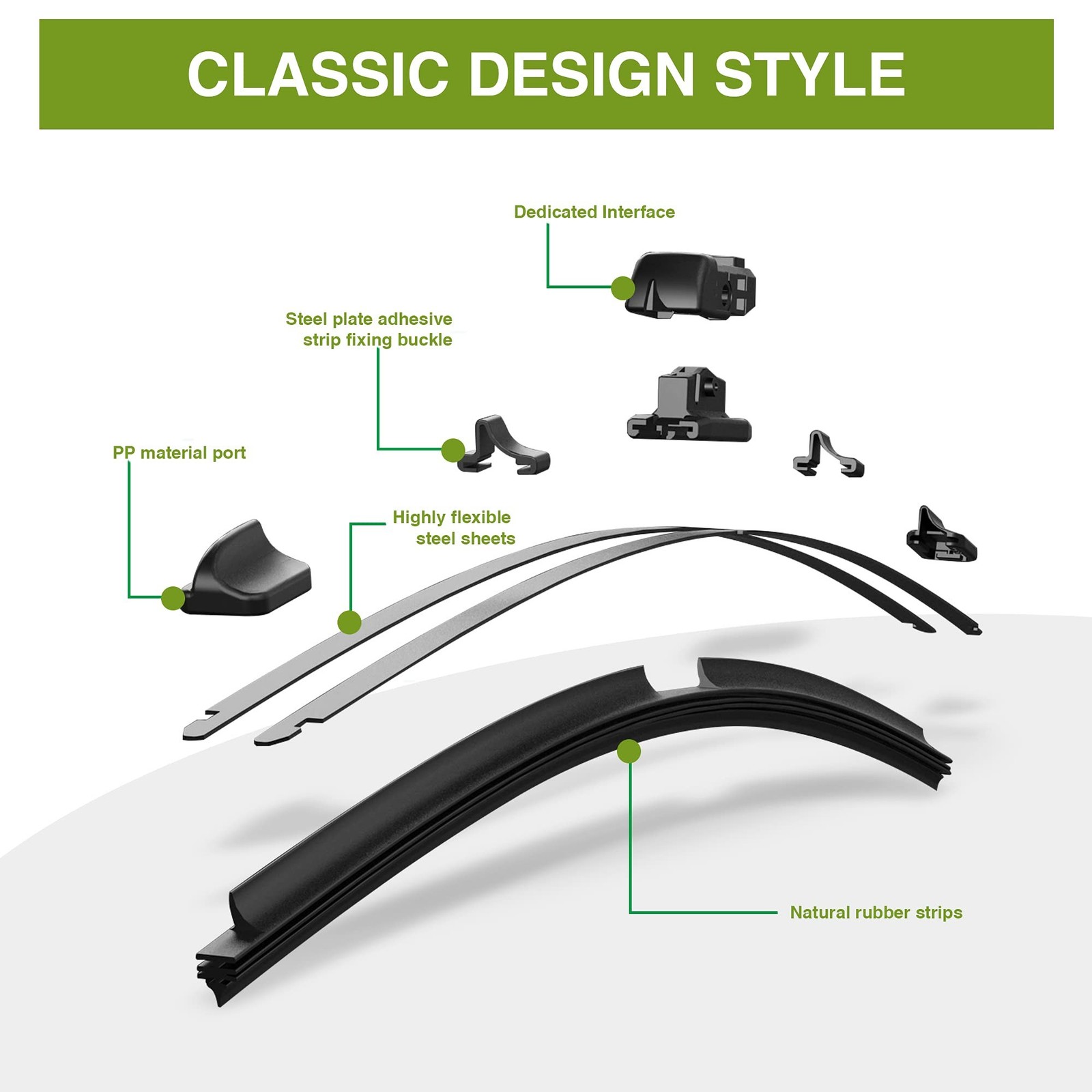 Factory Windshield Wiper Blade Set 24″+20″ (Top Lock 16mm, Set of 2) Fits Aud…