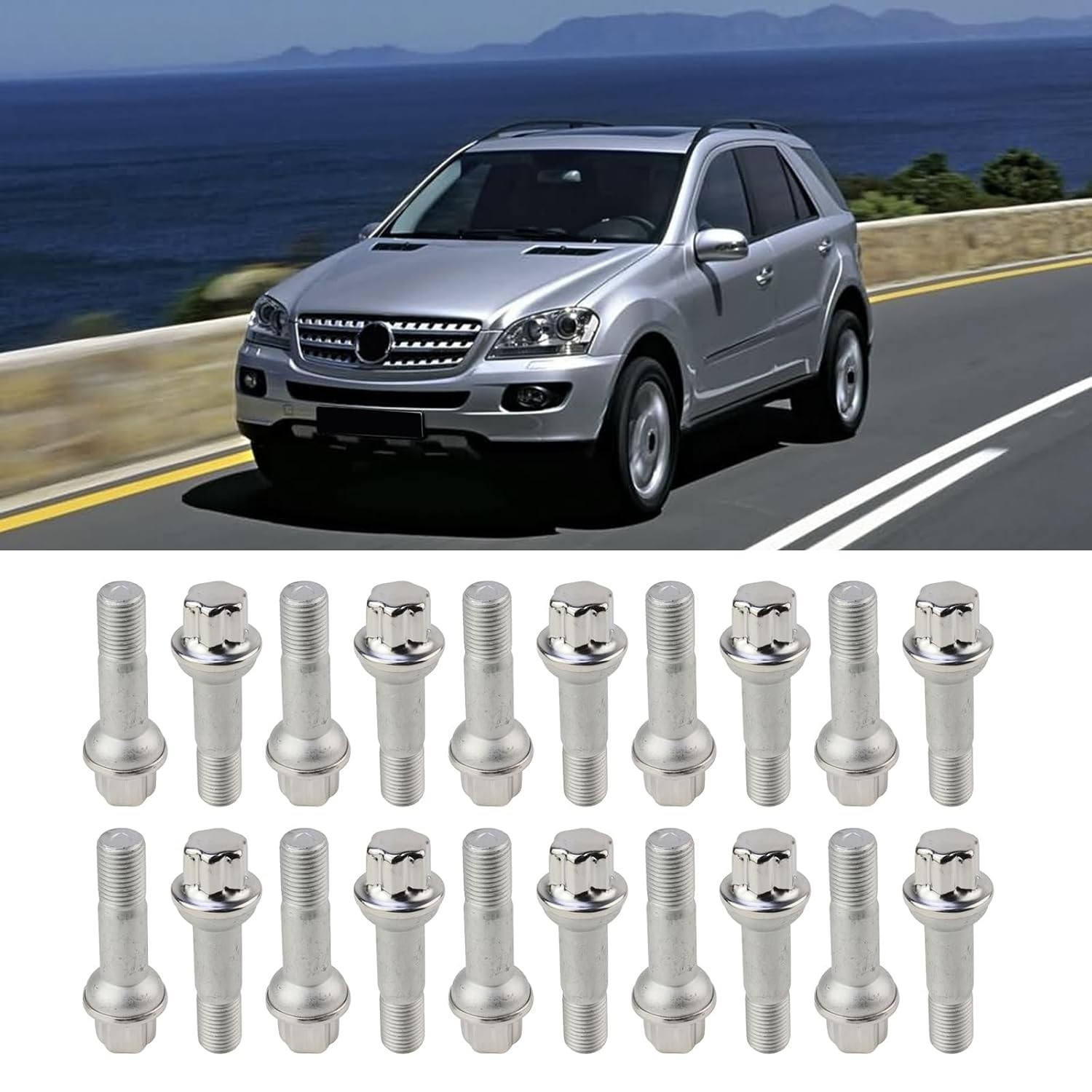 20 PCS Wheel Lug Nuts Bolt 14mm x 1.5 Stainless Steel Wheel Stud Fit for